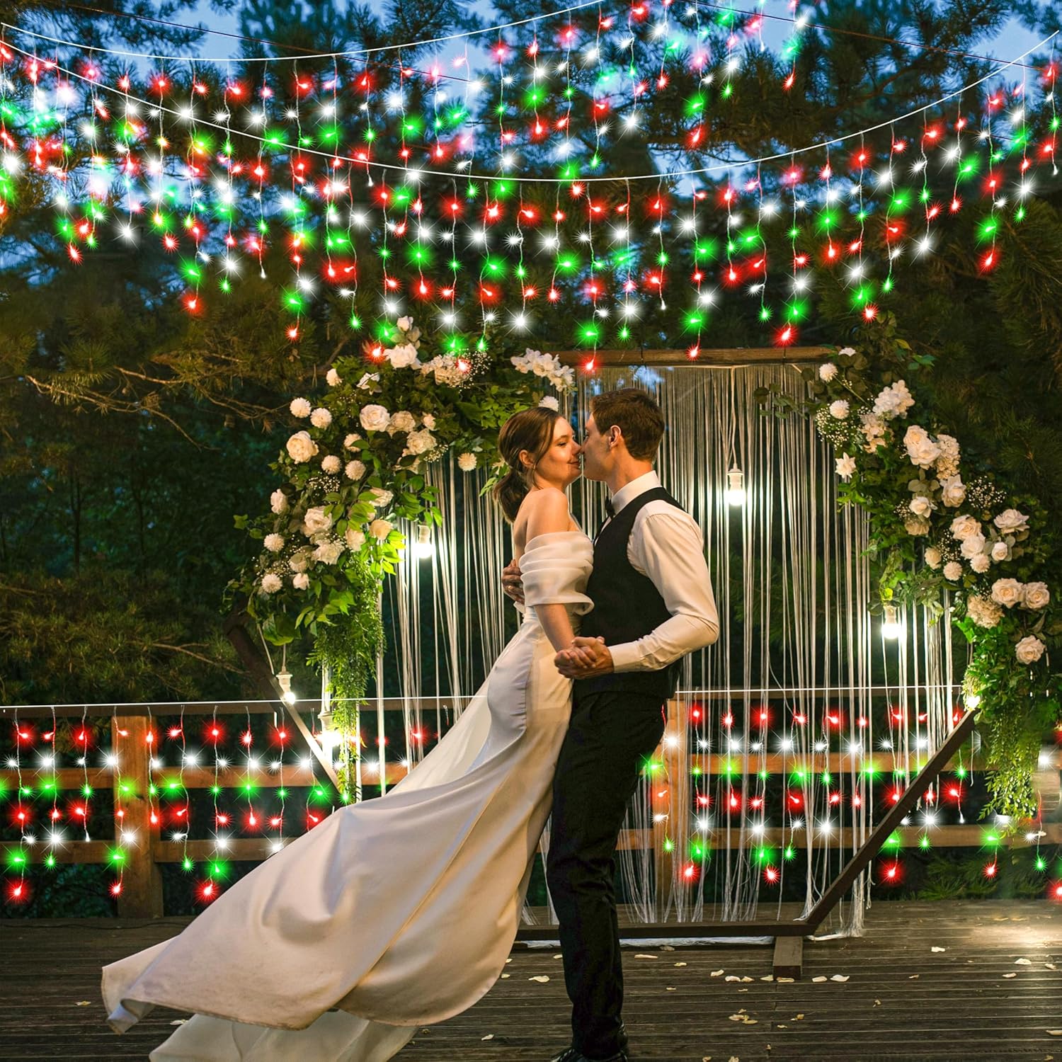 66ft Icicle Lights for Outside - 640 LED Christmas Lights Outdoor with 120 Drops 8 Modes, Plug in Twinkle Light Outside for Holiday Wedding Party Tree Room Indoor Thanksgiving Decoration, Warm White