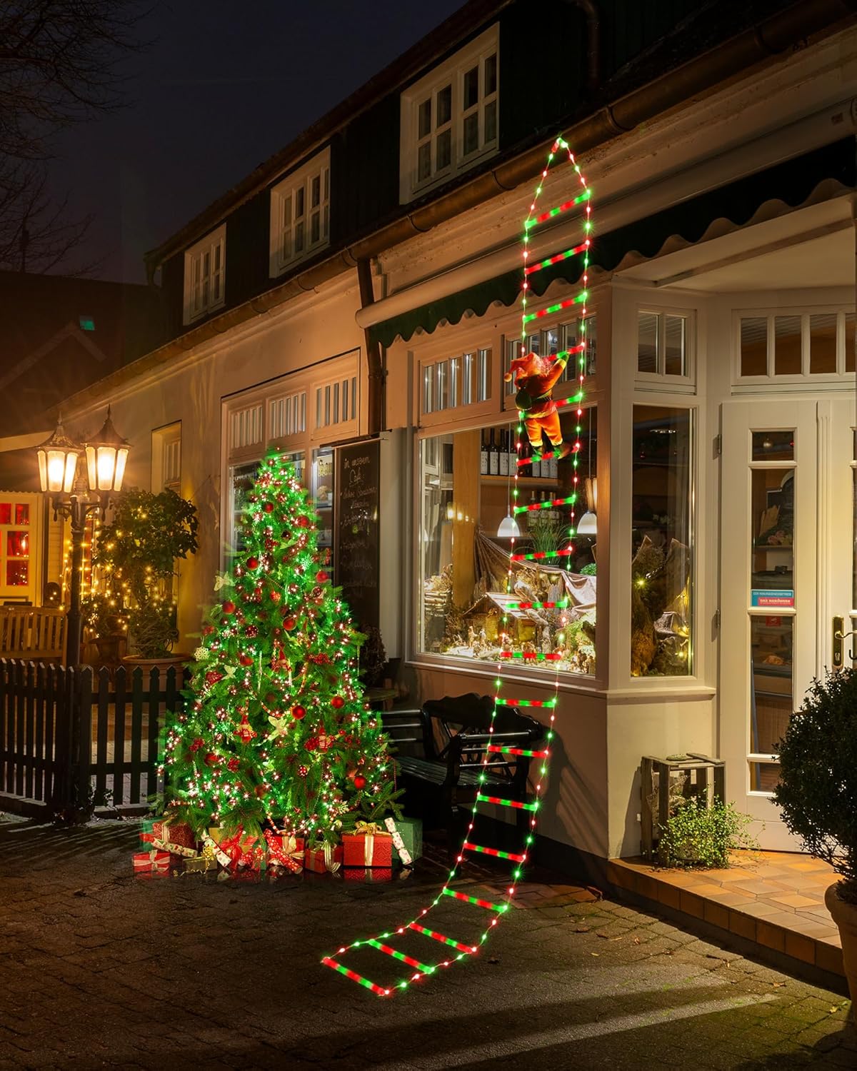 Toodour LED Christmas Lights - 10ft Christmas Decorative Ladder Lights with Santa Claus, Xmas Decorations Light for Indoor Outdoor, Window, Garden, Home, Wall, Xmas Tree Decor - Multicolor
