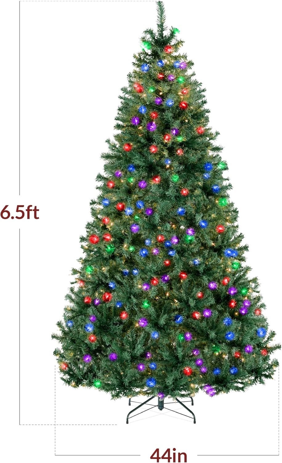 Best Choice Products 6ft Pre-Lit Christmas Tree Premium Hinged Artificial Pine Lighted Holiday Tree for Home, Office w/ 1,000 Branch Tips, 250 Lights, Metal Hinges, Foldable Base