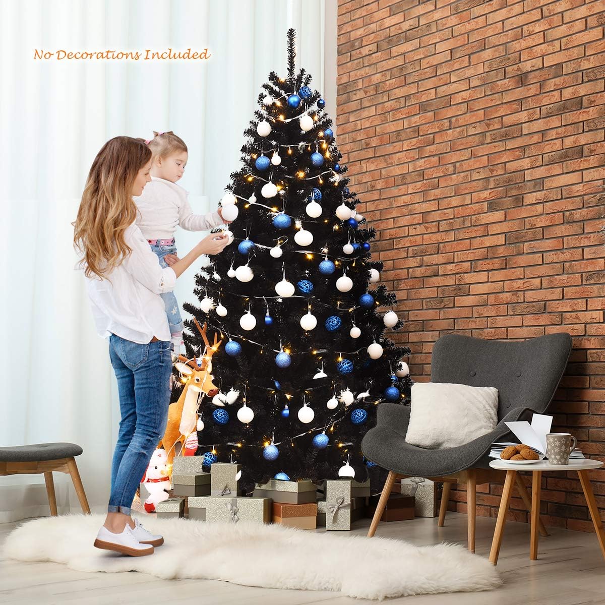 Goplus 8ft Artificial Christmas Tree, Unlit Christmas Pine Tree with 1138 PVC Branch Tips, Foldable Metal Stand, Xmas Full Tree for Indoor Home Office Decor