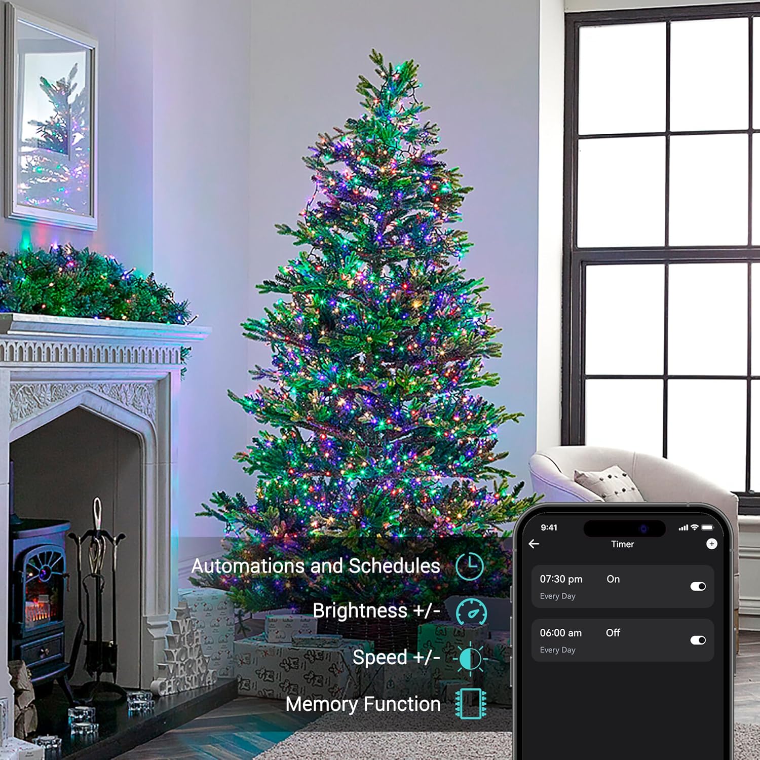 Brizled RGB Christmas Lights, 164ft 500 LED Color Changing String Lights, Dimmable Christmas Tree Light, Indoor Multifunctional Fairy Light with Remote for Outdoor Independence Day Xmas Party Decor