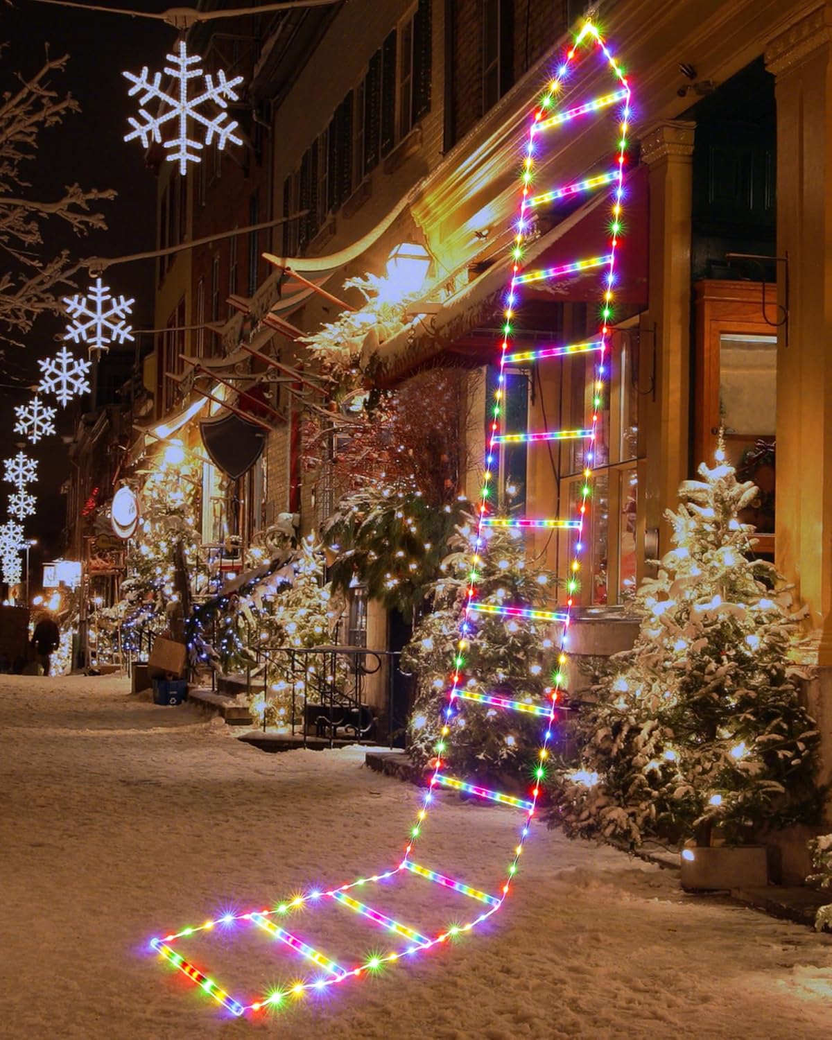 Toodour LED Christmas Lights - 10ft Christmas Decorative Ladder Lights with Santa Claus, Xmas Decorations Light for Indoor Outdoor, Window, Garden, Home, Wall, Xmas Tree Decor - Multicolor