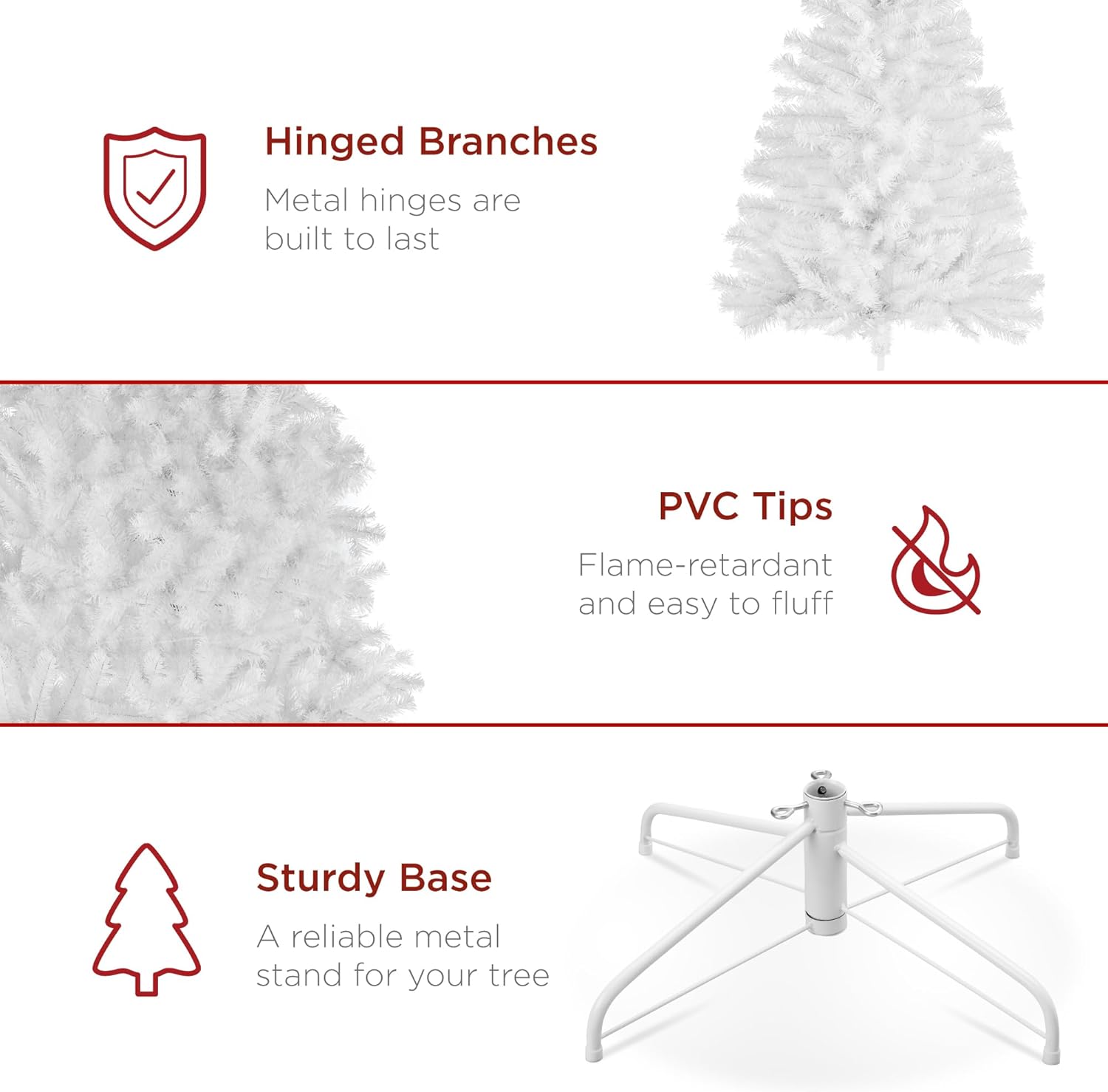 Best Choice Products Artificial Christmas Tree, 6ft Premium Pre-Lit Realistic Spruce Holiday Décor w/Dense Branches, Metal Base - Green Spruce