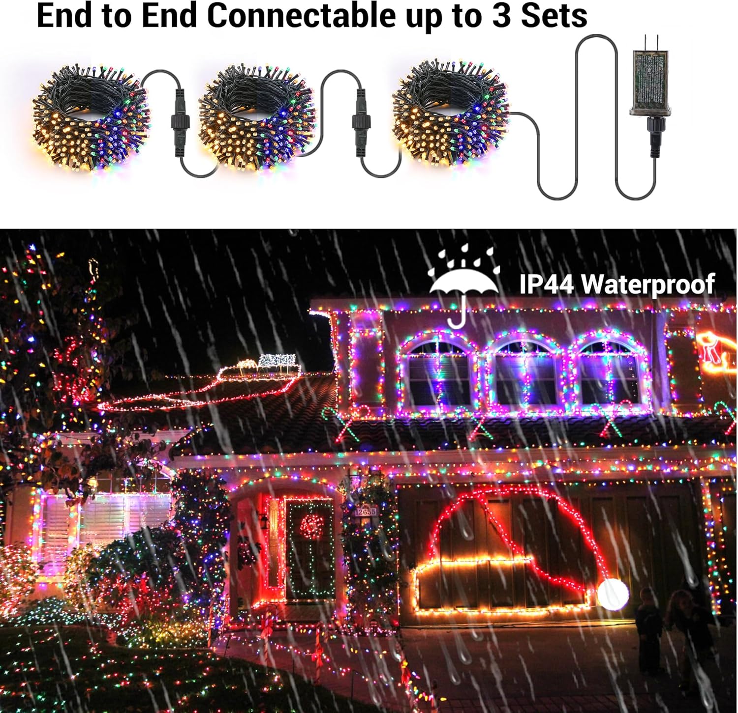 Brizled Color Changing Christmas Lights, 65.67ft 200 LED Cool White & Multicolor Christmas Lights, 11 Modes Remote Dimmable 29V Safe Adapter Outdoor Christmas Tree Lights String for Xmas Party Tree