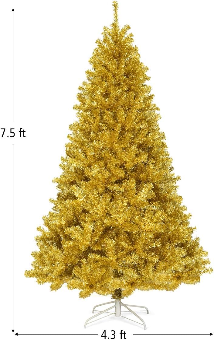 Goplus 8ft Artificial Christmas Tree, Unlit Christmas Pine Tree with 1138 PVC Branch Tips, Foldable Metal Stand, Xmas Full Tree for Indoor Home Office Decor