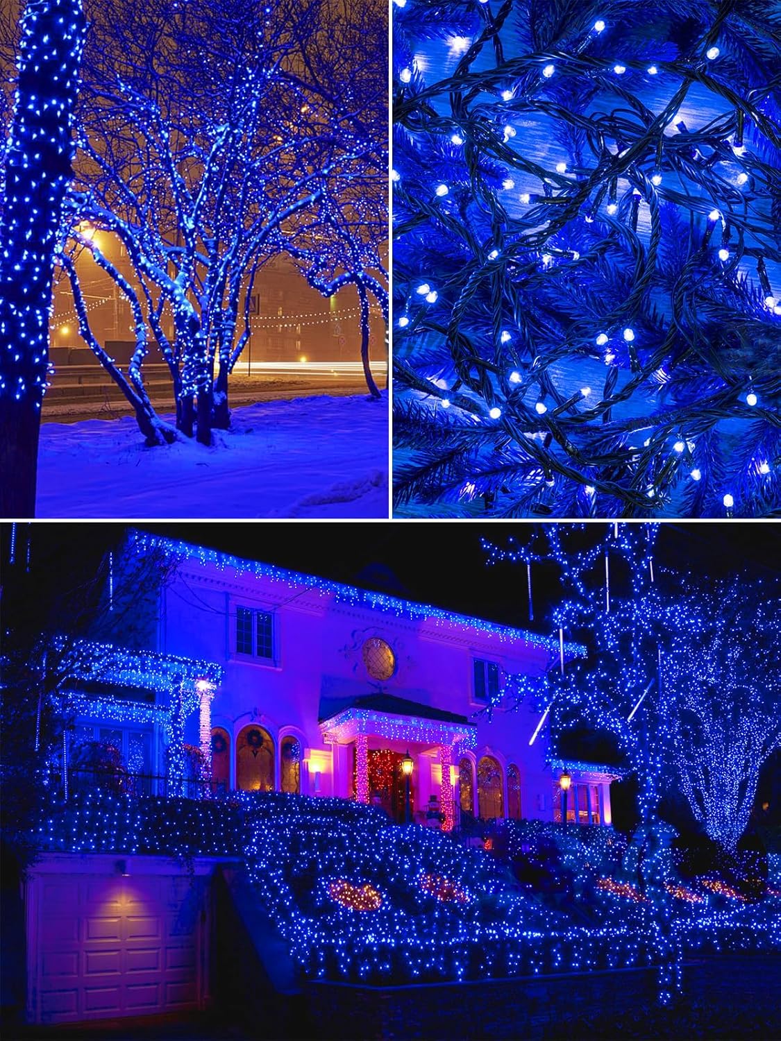 2 Pack 200 LED Solar Christmas Lights Outdoor, Solar String Lights for Outside with 8 Lighting Modes, Waterproof Green Wire Solar Powered Tree Light for Xmas Party Yard Garden Decorations (Multicolor)