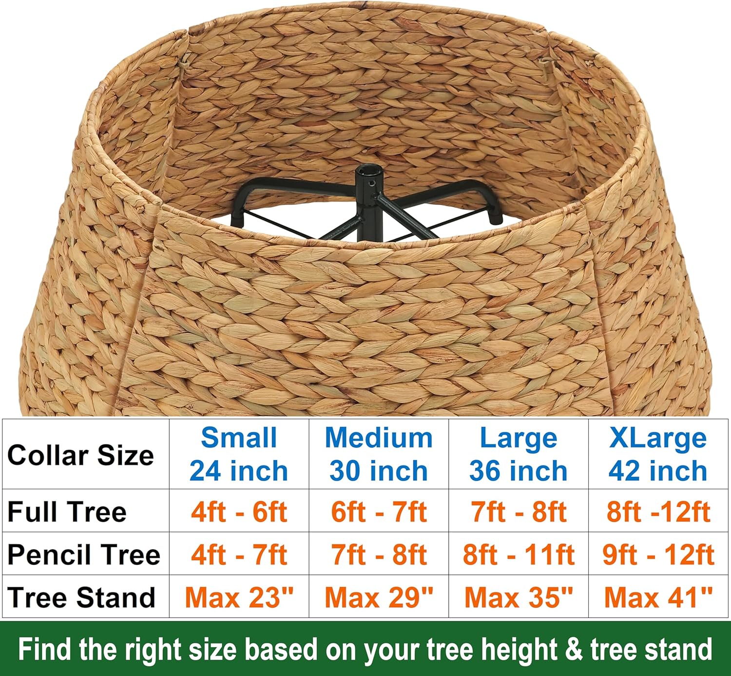 CENBOSS Rattan Christmas Tree Collar, Wicker Tree Skirt & Stand Base Cover (Brown Wash, 24 inch)