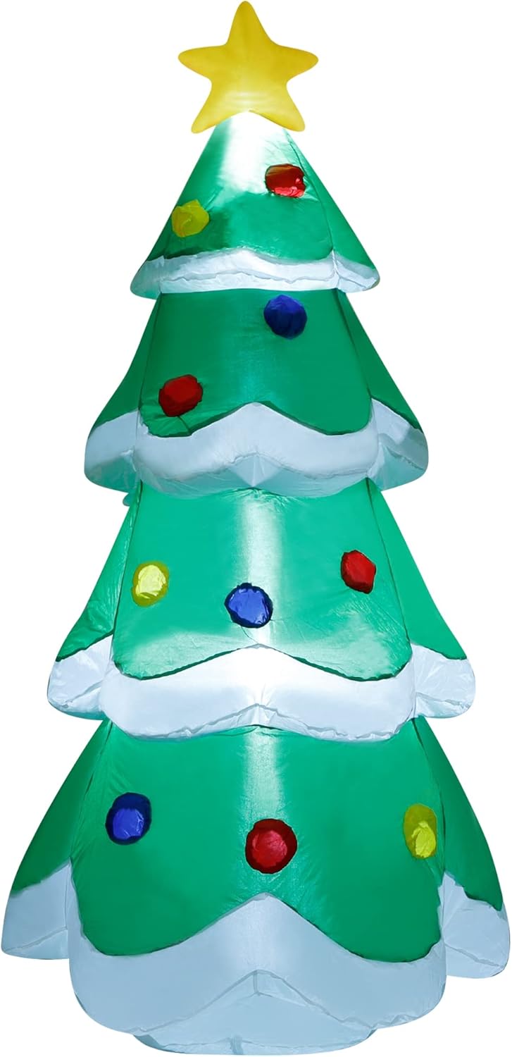 7 FT Inflatable Christmas Tree with Led Lights, Lighted Christmas Tree for Blow Up Yard Decoration, Indoor Outdoor Yard Garden Christmas Decoration