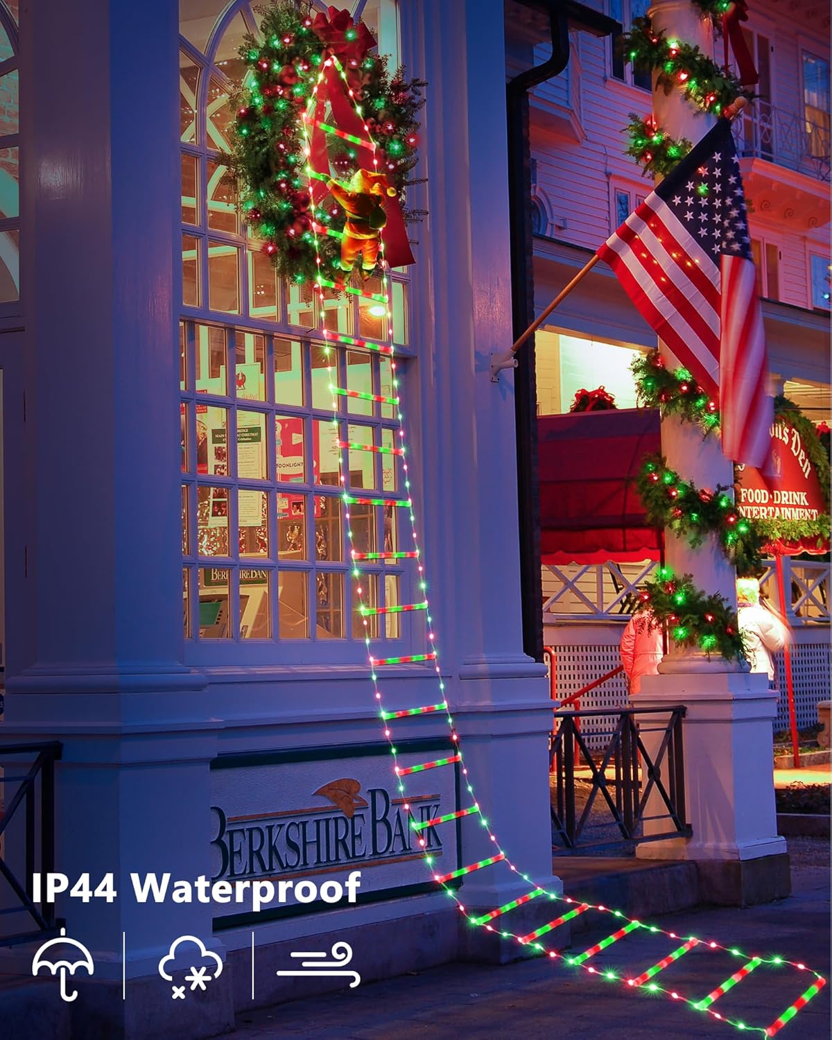 Toodour LED Christmas Lights - 10ft Christmas Decorative Ladder Lights with Santa Claus, Xmas Decorations Light for Indoor Outdoor, Window, Garden, Home, Wall, Xmas Tree Decor - Multicolor