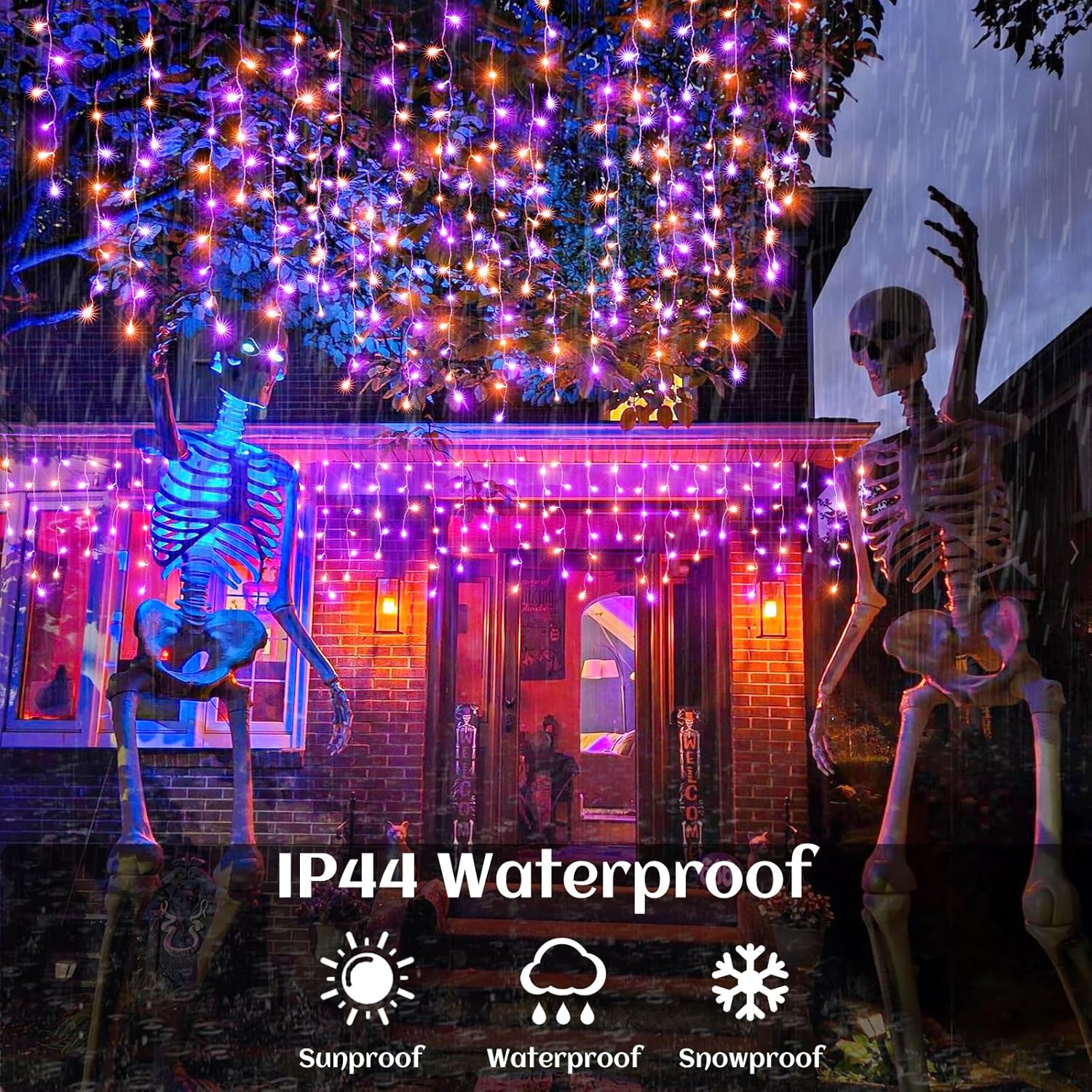 66ft Icicle Lights for Outside - 640 LED Christmas Lights Outdoor with 120 Drops 8 Modes, Plug in Twinkle Light Outside for Holiday Wedding Party Tree Room Indoor Thanksgiving Decoration, Warm White