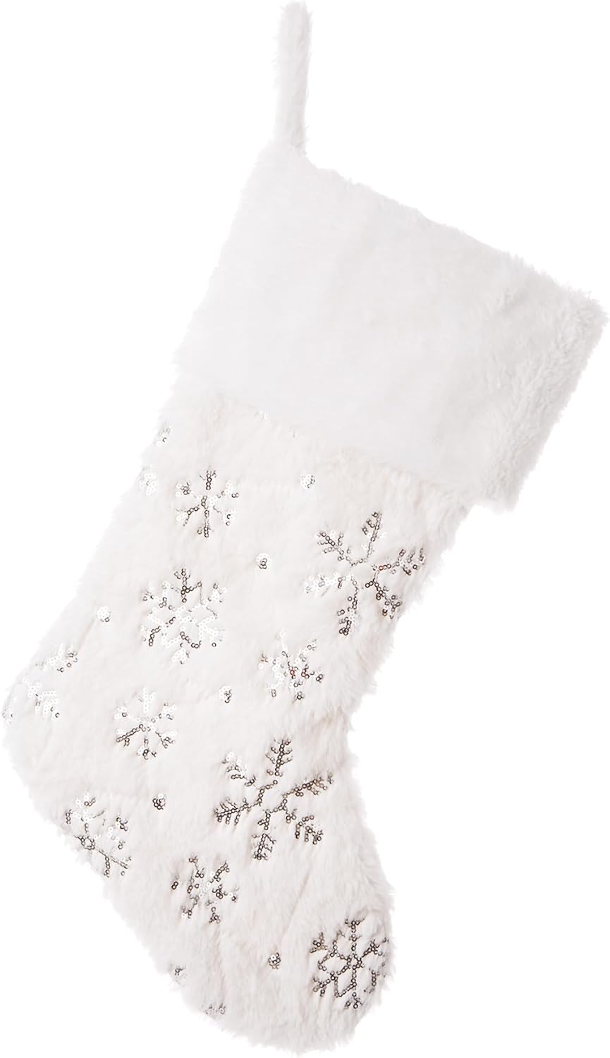 Glitzhome 19 L Handmade Hooked Dog Christmas Stocking for Family Holiday Season Party Decor