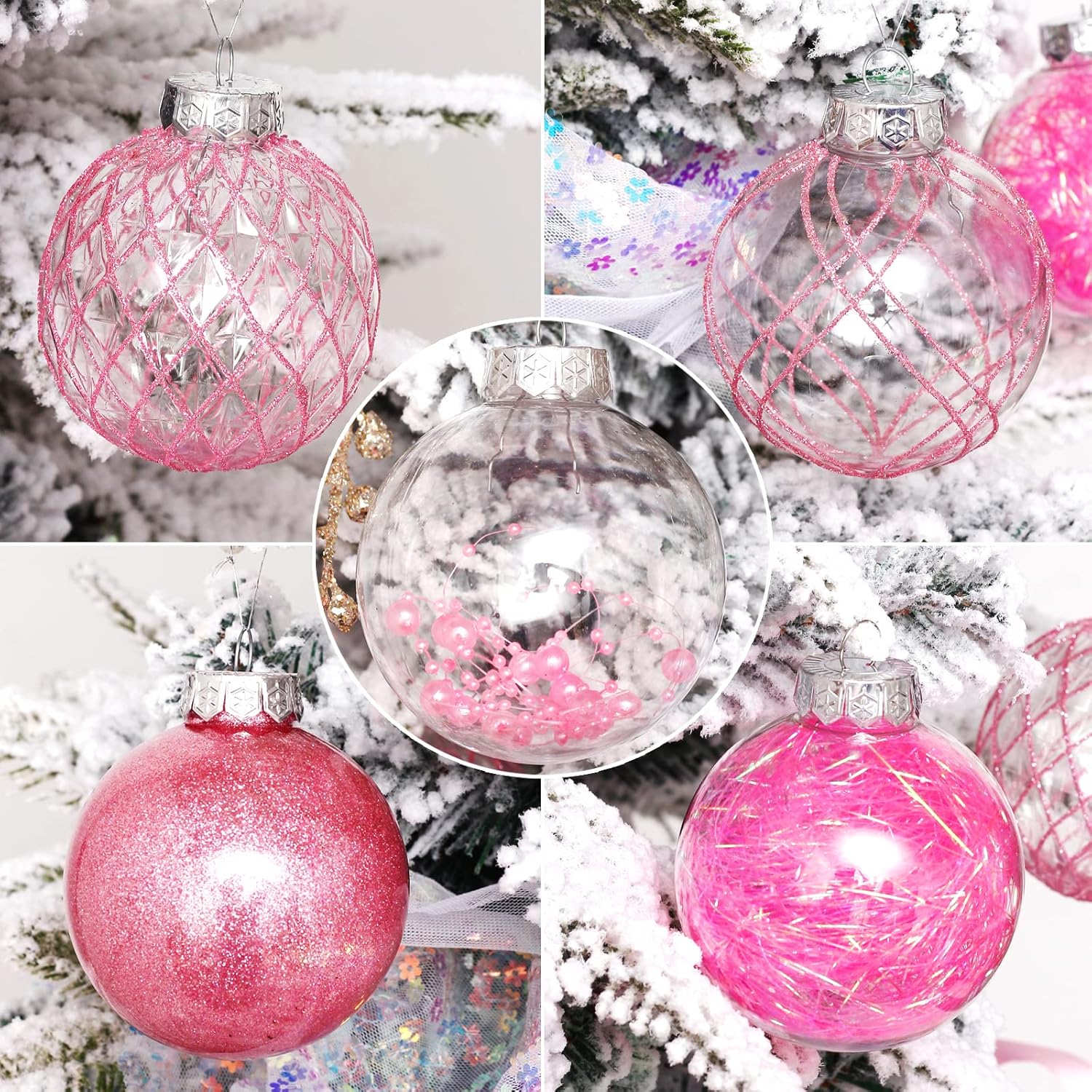 Clear Plastic Christmas Ball Ornaments, 30ct 2.36 Inch Champagne Balls for Tree Decoration - Shatterproof for Holiday Wedding Party Gifts