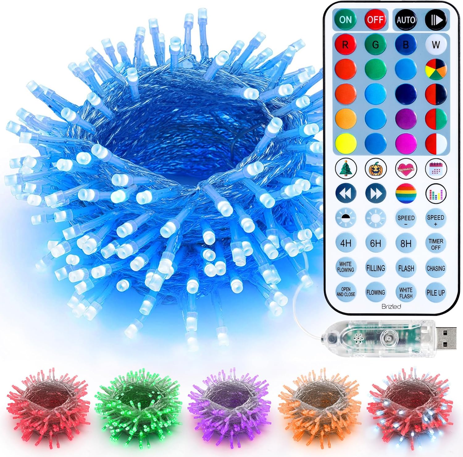 Brizled RGB Christmas Lights, 164ft 500 LED Color Changing String Lights, Dimmable Christmas Tree Light, Indoor Multifunctional Fairy Light with Remote for Outdoor Independence Day Xmas Party Decor