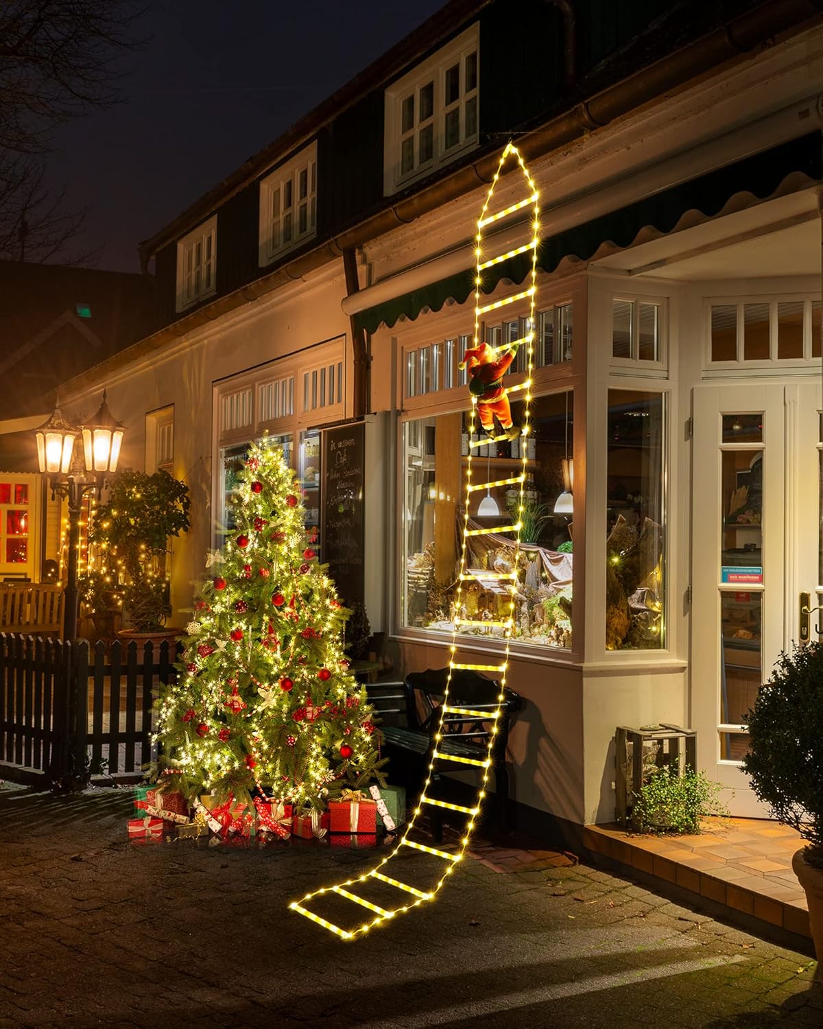 Toodour LED Christmas Lights - 10ft Christmas Decorative Ladder Lights with Santa Claus, Xmas Decorations Light for Indoor Outdoor, Window, Garden, Home, Wall, Xmas Tree Decor - Multicolor
