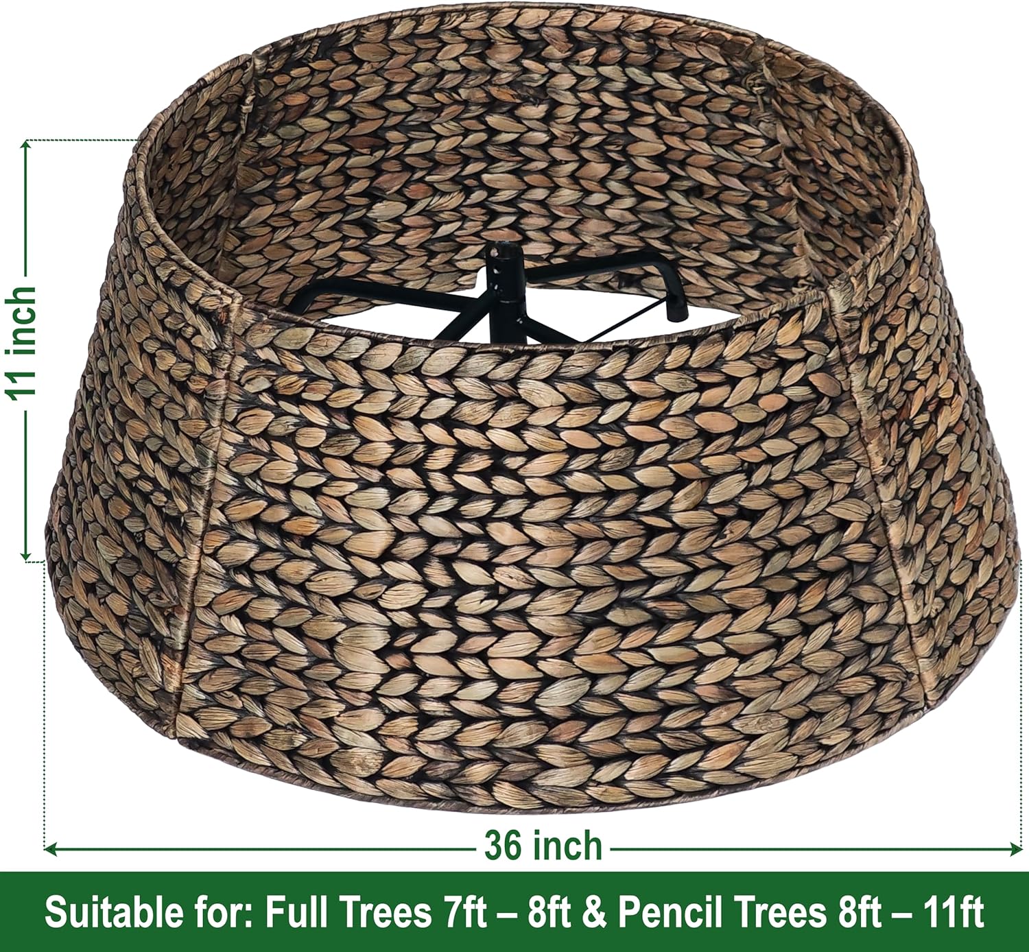 CENBOSS Rattan Christmas Tree Collar, Wicker Tree Skirt & Stand Base Cover (Brown Wash, 24 inch)
