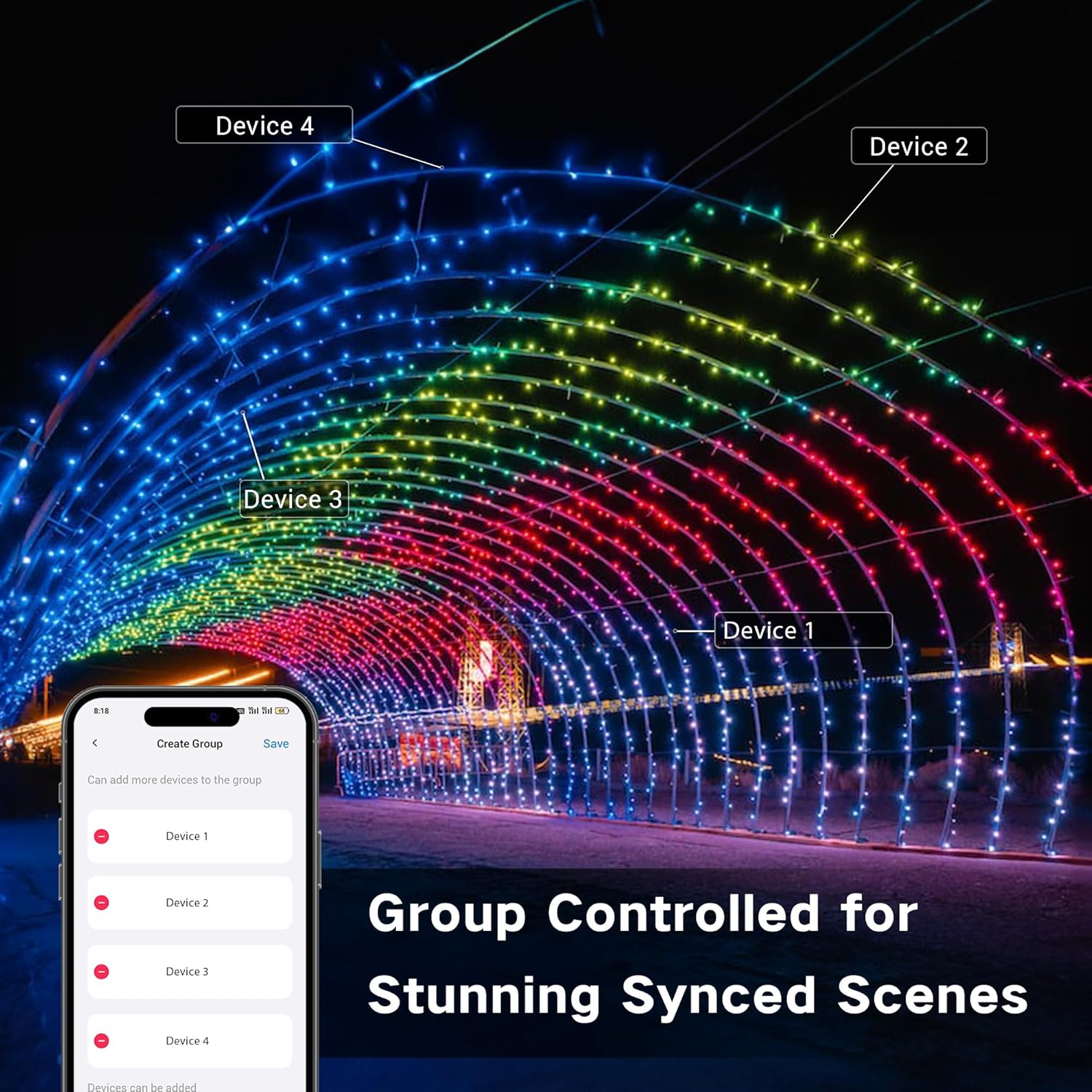 Brizled RGB Christmas Lights, 164ft 500 LED Color Changing String Lights, Dimmable Christmas Tree Light, Indoor Multifunctional Fairy Light with Remote for Outdoor Independence Day Xmas Party Decor