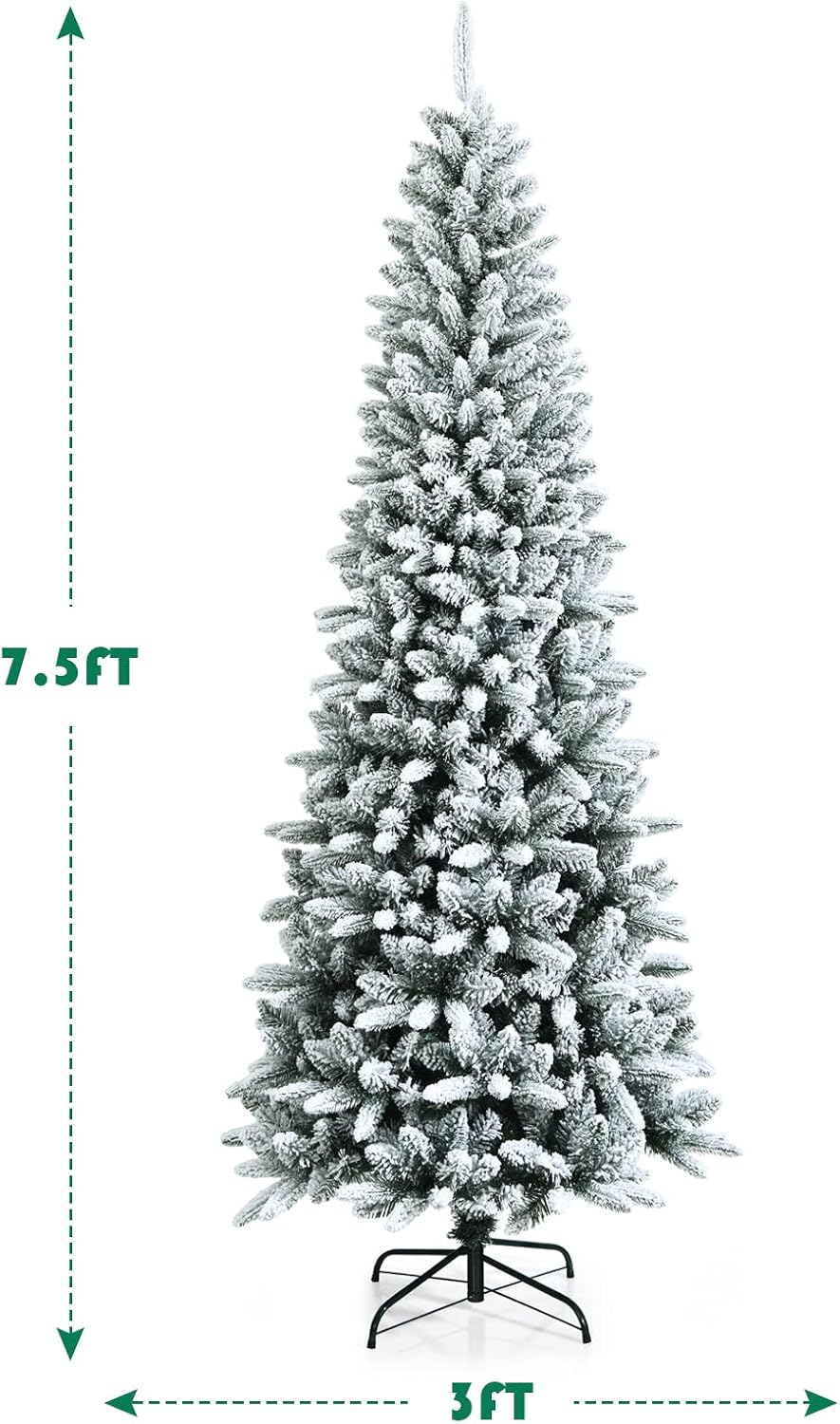 Goplus 8ft Artificial Christmas Tree, Unlit Christmas Pine Tree with 1138 PVC Branch Tips, Foldable Metal Stand, Xmas Full Tree for Indoor Home Office Decor