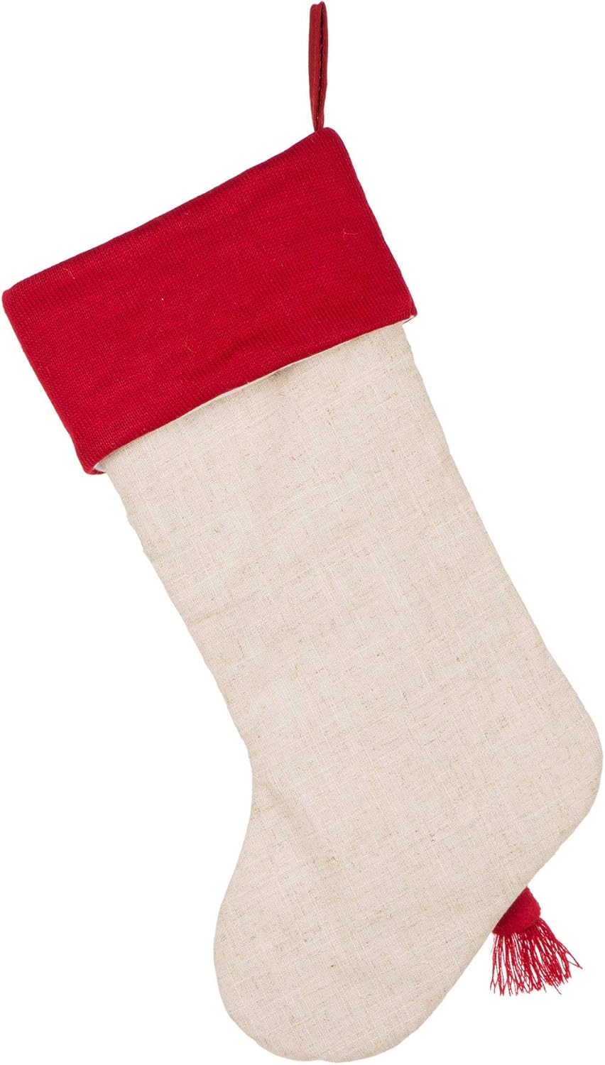 Glitzhome 19 L Handmade Hooked Dog Christmas Stocking for Family Holiday Season Party Decor