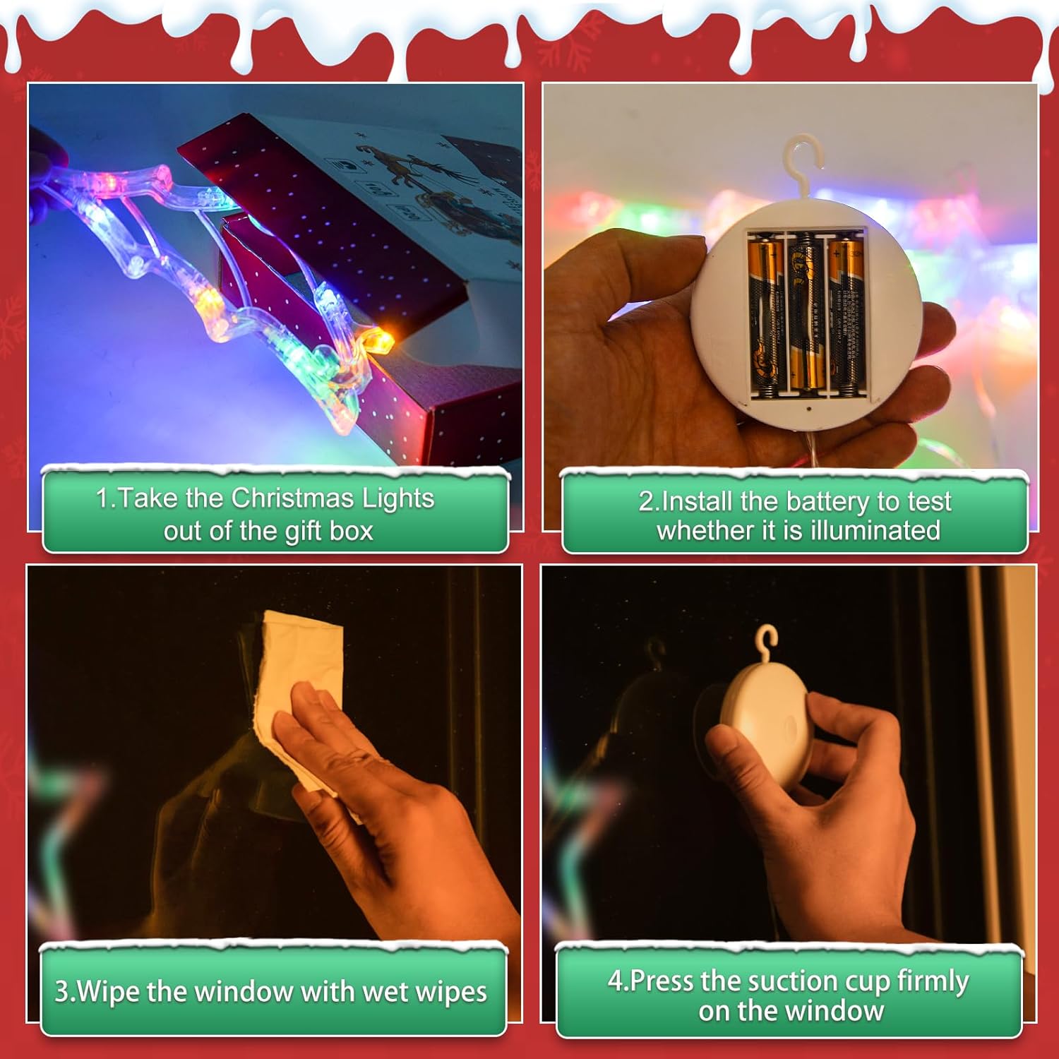 LYUBASA 3Pack Christmas Window Lights Decorations with Timer, Battery Powered Christmas Hanging White Lighted Snowflake Shaped LED Sucker for Xmas Lamp Tree Fireplace Indoor Decor