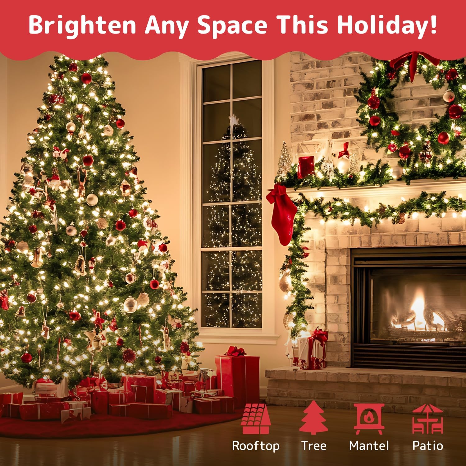 PREXTEX 100 Count Clear Christmas Lights - 20 ft Ultra Bright String Lights with Green Wire for Indoor and Outdoor Use, Christmas Trees, Holidays, Patios and Garden