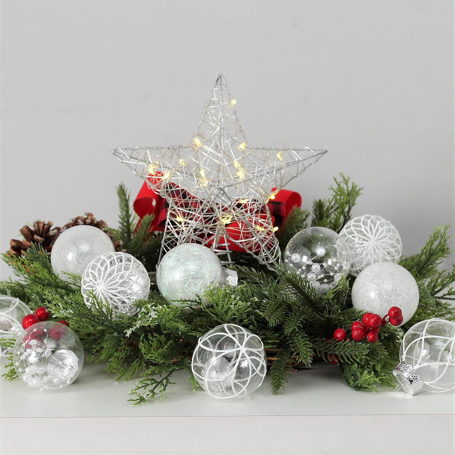 Clear Plastic Christmas Ball Ornaments, 30ct 2.36 Inch Champagne Balls for Tree Decoration - Shatterproof for Holiday Wedding Party Gifts