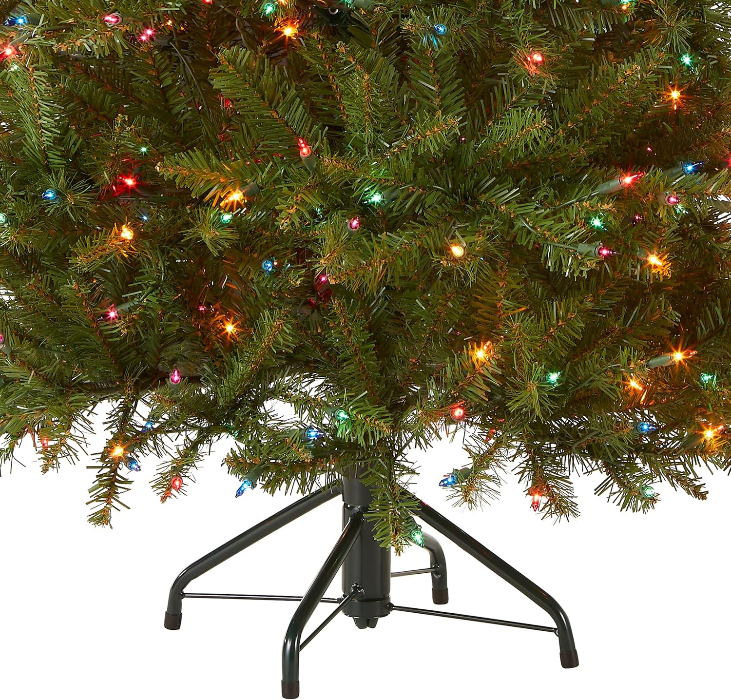 National Tree Company 4.5 ft Pre-Lit Dunhill Fir Artificial Christmas Tree, 450 Multicolor Lights, 763 Tips, Includes Stand, Green