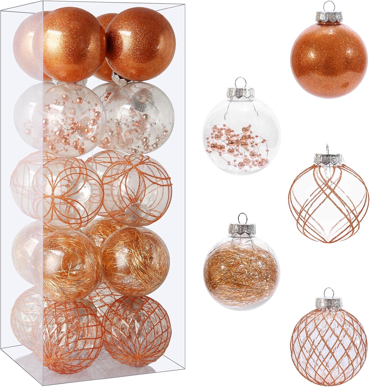 Clear Plastic Christmas Ball Ornaments, 30ct 2.36 Inch Champagne Balls for Tree Decoration - Shatterproof for Holiday Wedding Party Gifts