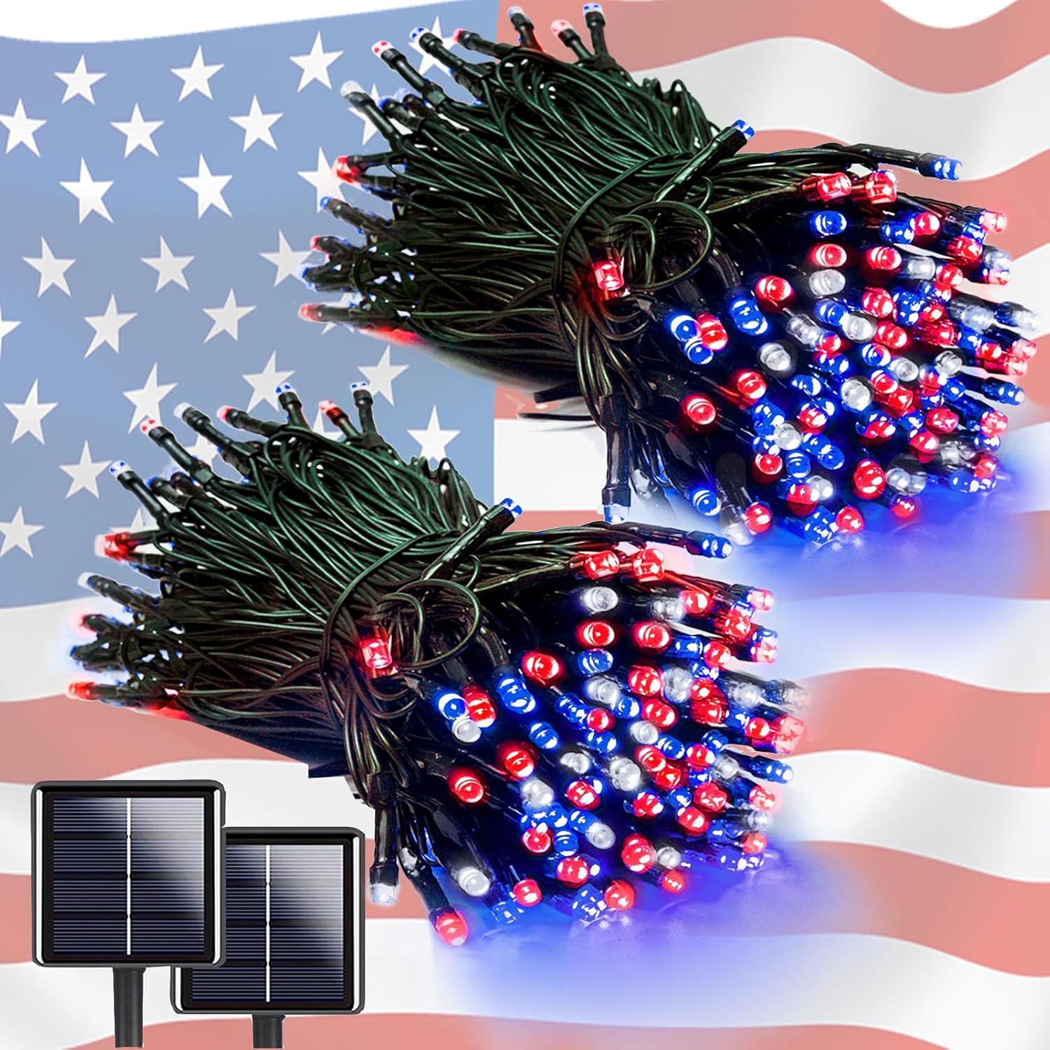 2 Pack 200 LED Solar Christmas Lights Outdoor, Solar String Lights for Outside with 8 Lighting Modes, Waterproof Green Wire Solar Powered Tree Light for Xmas Party Yard Garden Decorations (Multicolor)