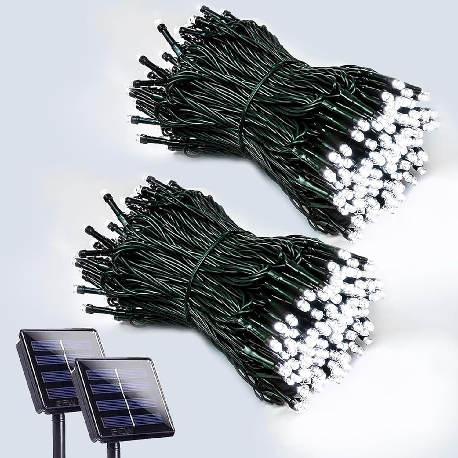 2 Pack 200 LED Solar Christmas Lights Outdoor, Solar String Lights for Outside with 8 Lighting Modes, Waterproof Green Wire Solar Powered Tree Light for Xmas Party Yard Garden Decorations (Multicolor)