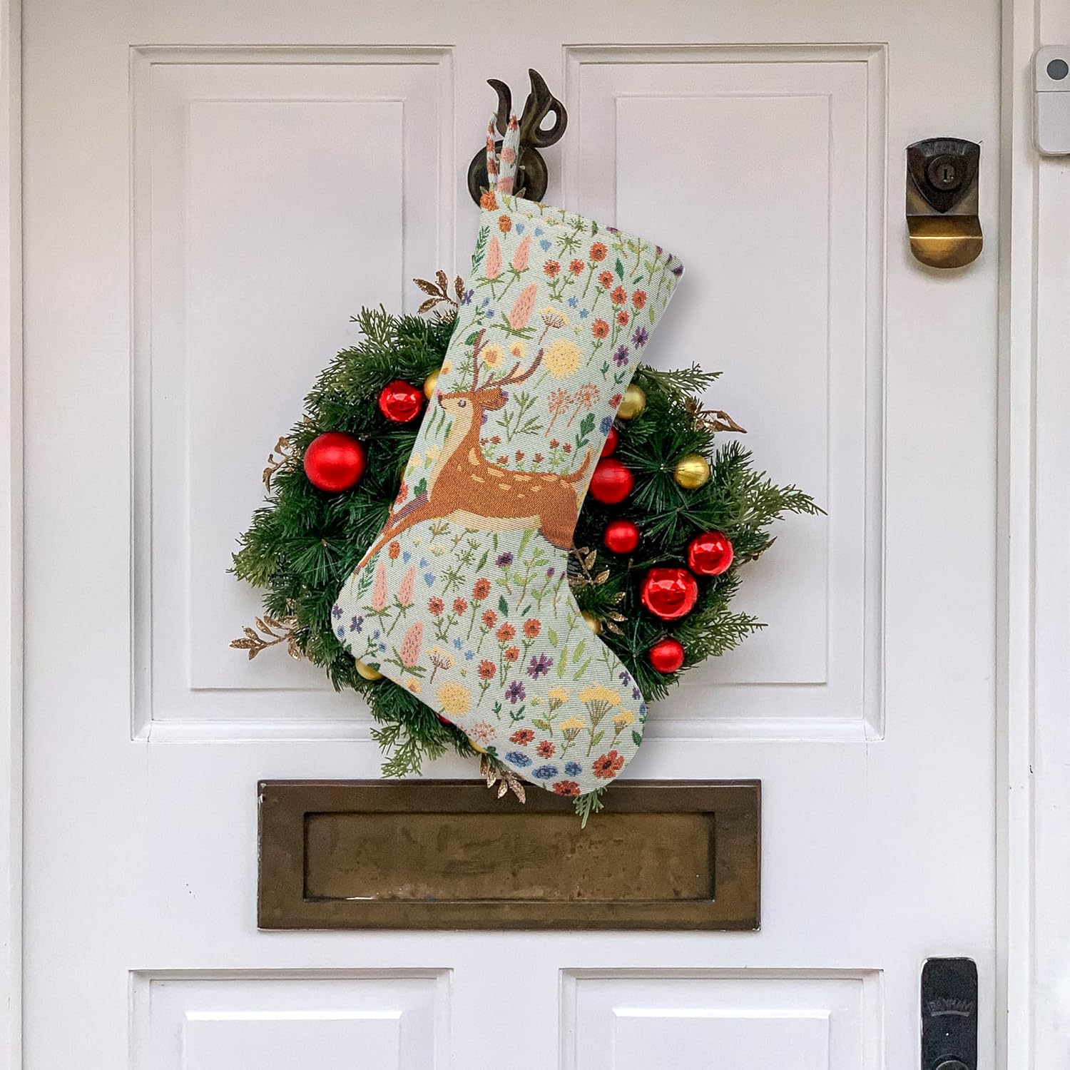 LUBOT Set of 8 Christmas Stocking(20inch) Silhouette Buffalo Red Plaid/Rustic/Farmhouse/Country Cotton Fireplace Hanging Xmas Stockings Decorations for Family Holiday Season Decor