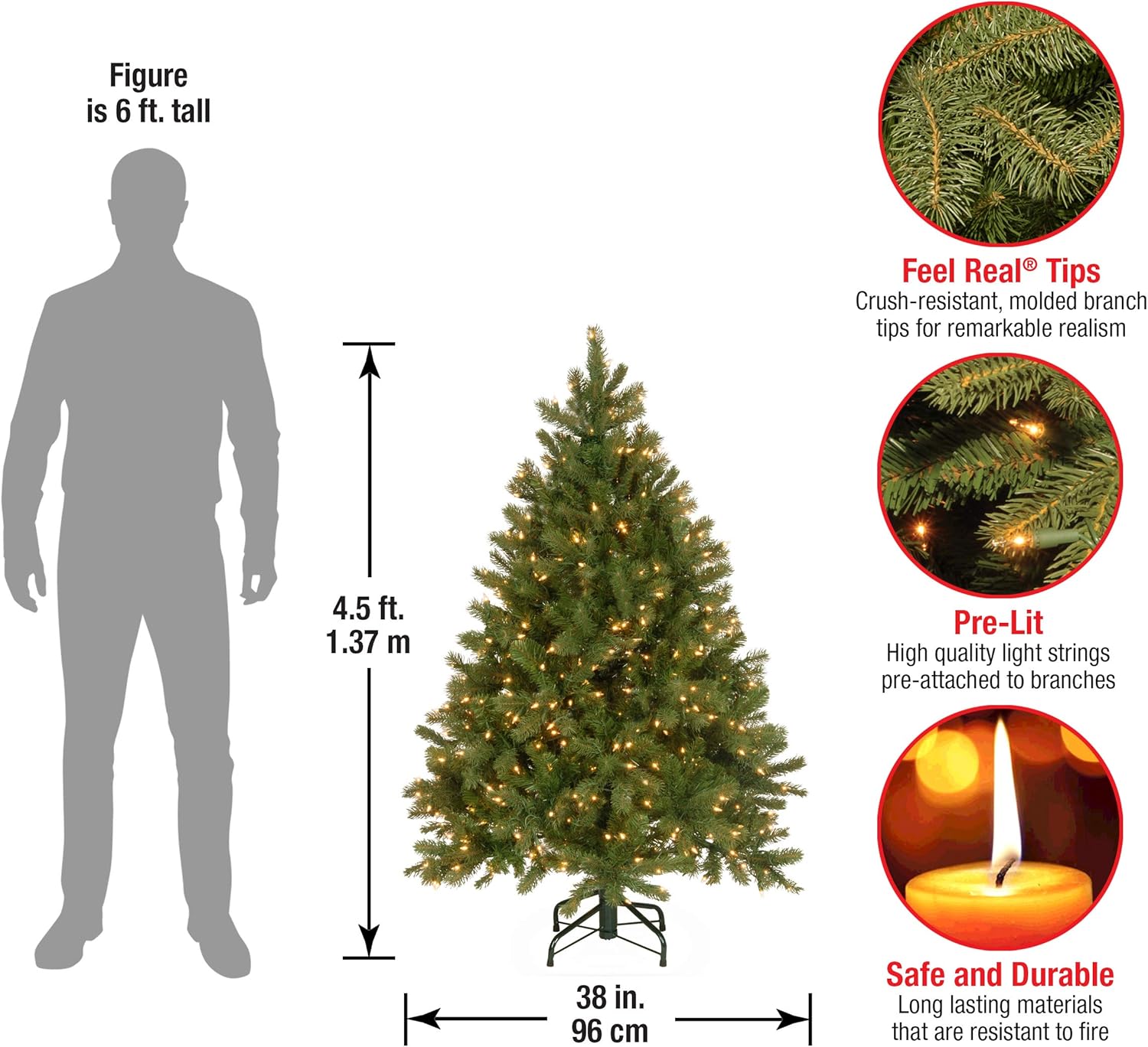 National Tree Company 6.5 ft Pre-Lit Downswept Douglas Fir Artificial Christmas Tree, 650 Clear Lights, 1,227 Tips, Includes Stand, Green