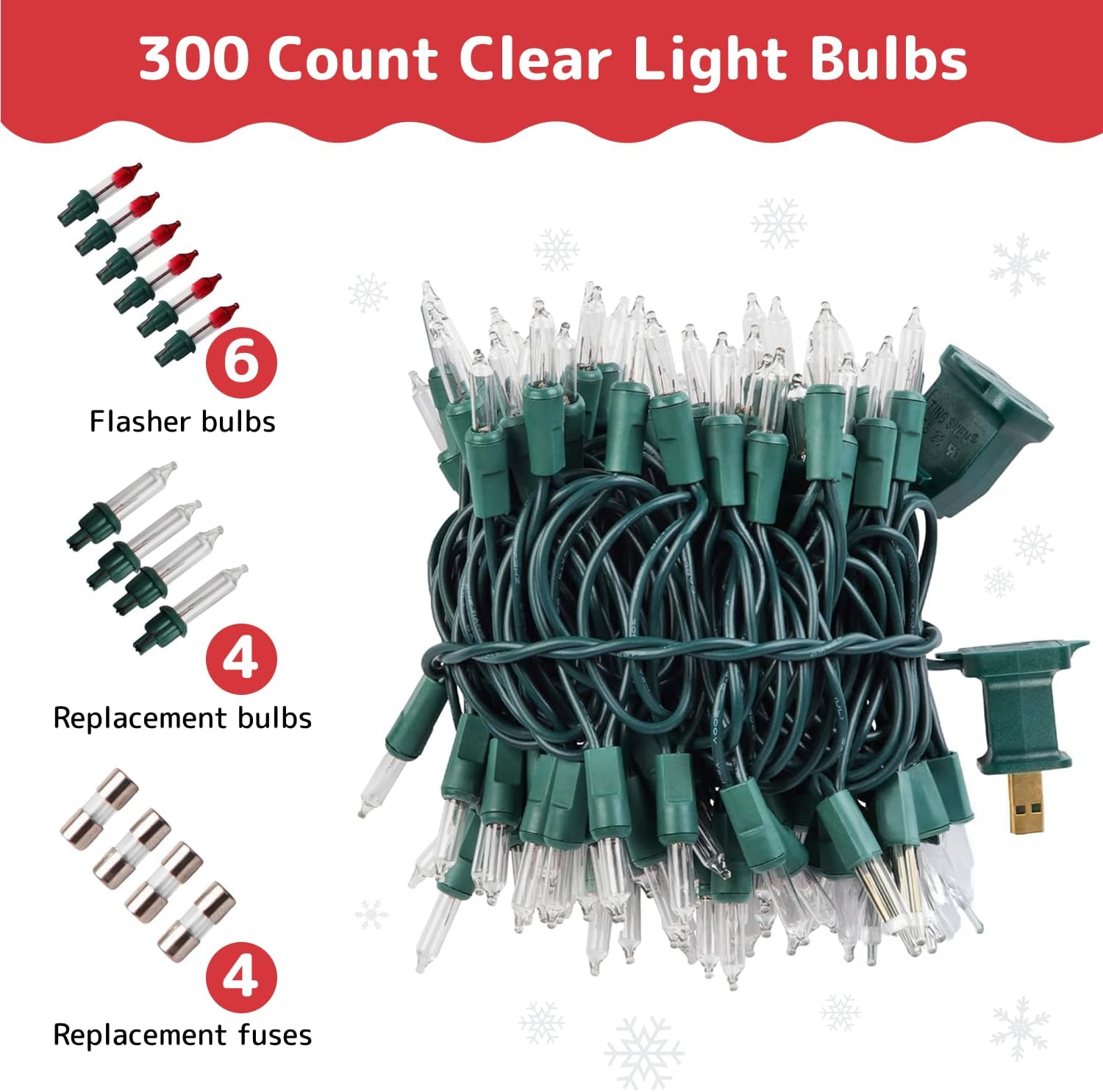 PREXTEX 100 Count Clear Christmas Lights - 20 ft Ultra Bright String Lights with Green Wire for Indoor and Outdoor Use, Christmas Trees, Holidays, Patios and Garden