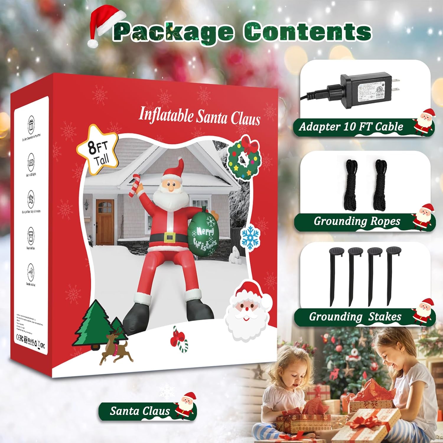 7 FT Christmas Inflatables Snowman Outdoor Yard Decorations, Christmas Blow up Snow Man with LED Lights & Black Hat, Winter Outside Decor for Holiday Party Patio Garden Lawn, Xmas New Year Kids Gifts