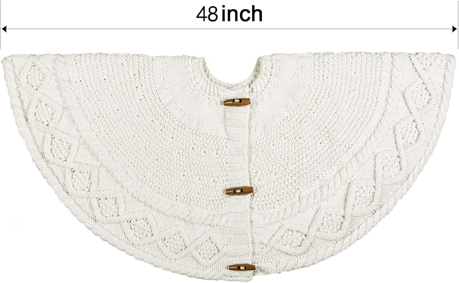 48 Inch Christmas Tree Skirt: Braided Cable Knit Tree Skirt for 7.5FT Tree, Cream White Tree Skirt, Vintage Tree Skirts, Rustic Farmhouse Christmas Decorations