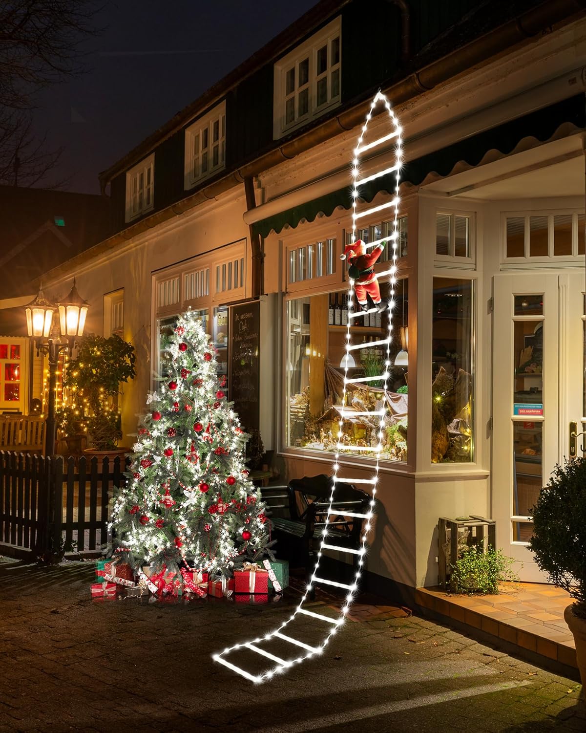 Toodour LED Christmas Lights - 10ft Christmas Decorative Ladder Lights with Santa Claus, Xmas Decorations Light for Indoor Outdoor, Window, Garden, Home, Wall, Xmas Tree Decor - Multicolor