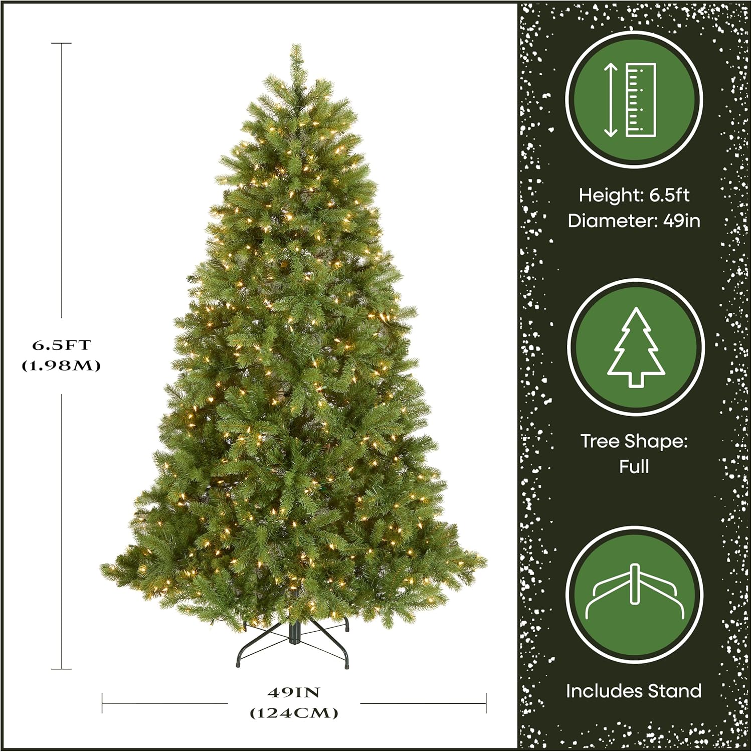 National Tree Company 6.5 ft Pre-Lit Downswept Douglas Fir Artificial Christmas Tree, 650 Clear Lights, 1,227 Tips, Includes Stand, Green