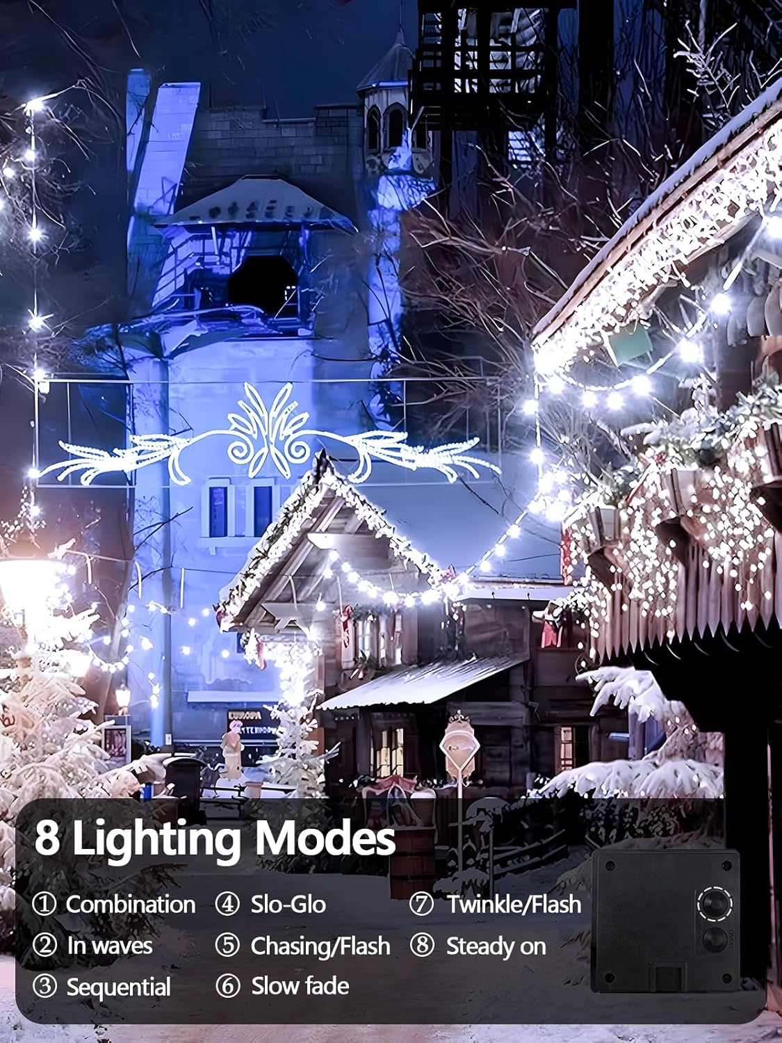 2 Pack 200 LED Solar Christmas Lights Outdoor, Solar String Lights for Outside with 8 Lighting Modes, Waterproof Green Wire Solar Powered Tree Light for Xmas Party Yard Garden Decorations (Multicolor)