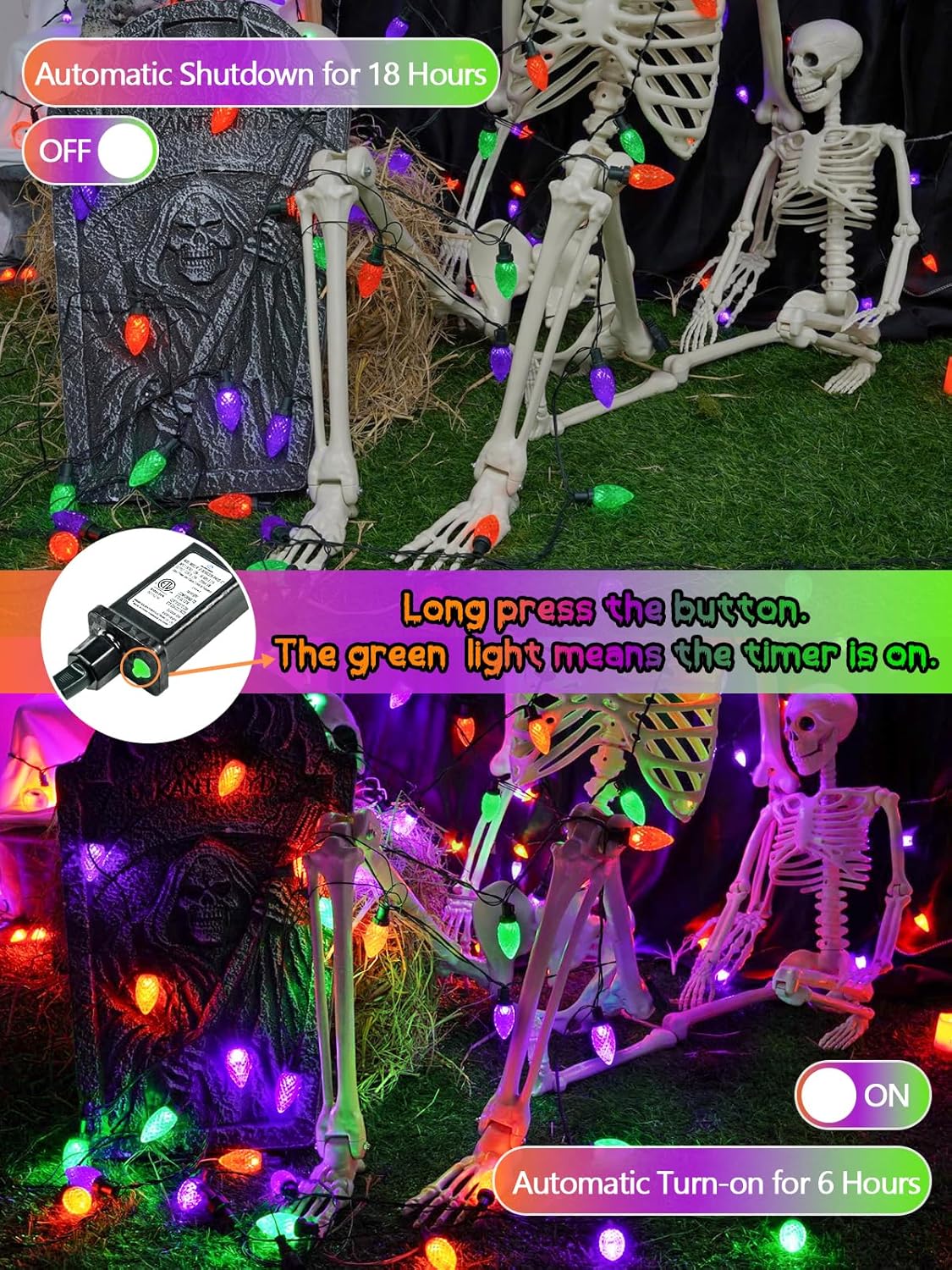 2-Pack Extentable C9 Christmas Lights Outdoor Indoor, 66 FT 100 LED Christmas String Lights Plug in with 8 Modes & Timer, Waterproof Fairy Twinkle Light for Xmas Tree Yard Decorations (Multi-Colored)