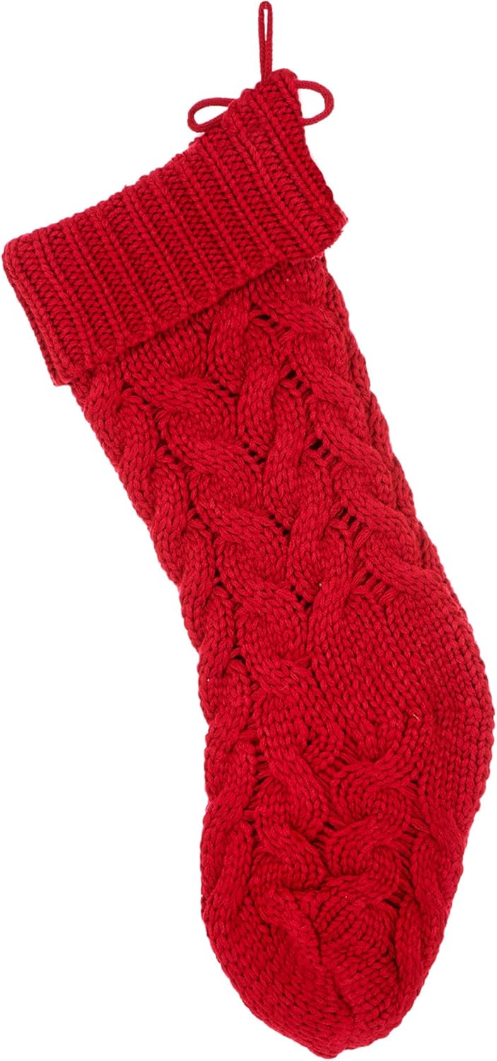 Glitzhome 19 L Handmade Hooked Dog Christmas Stocking for Family Holiday Season Party Decor