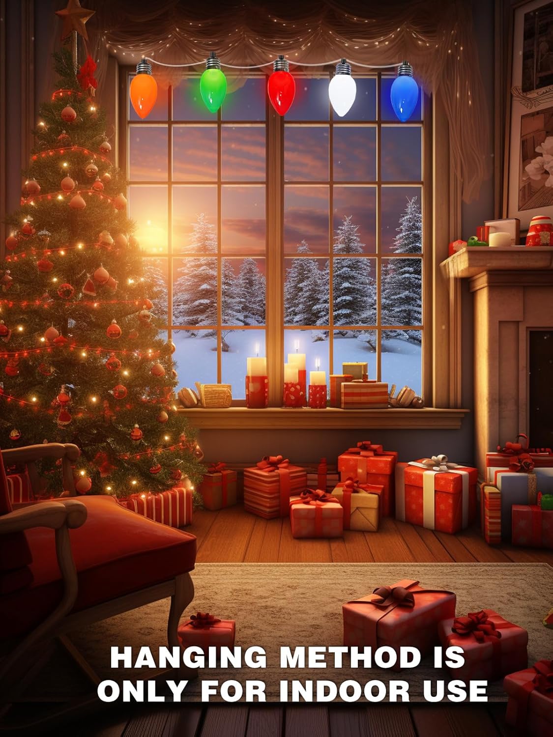 2-Pack Extentable C9 Christmas Lights Outdoor Indoor, 66 FT 100 LED Christmas String Lights Plug in with 8 Modes & Timer, Waterproof Fairy Twinkle Light for Xmas Tree Yard Decorations (Multi-Colored)