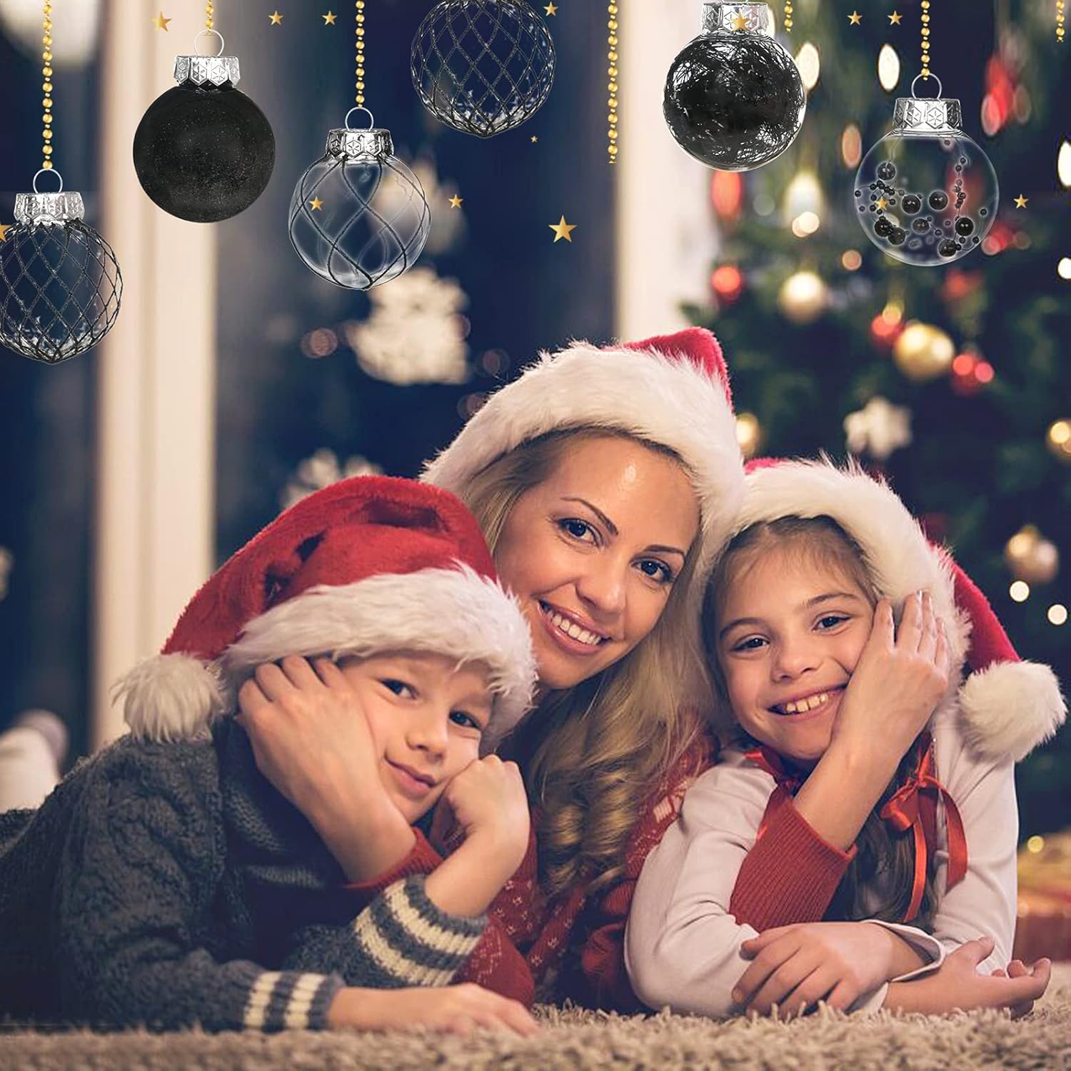 Clear Plastic Christmas Ball Ornaments, 30ct 2.36 Inch Champagne Balls for Tree Decoration - Shatterproof for Holiday Wedding Party Gifts