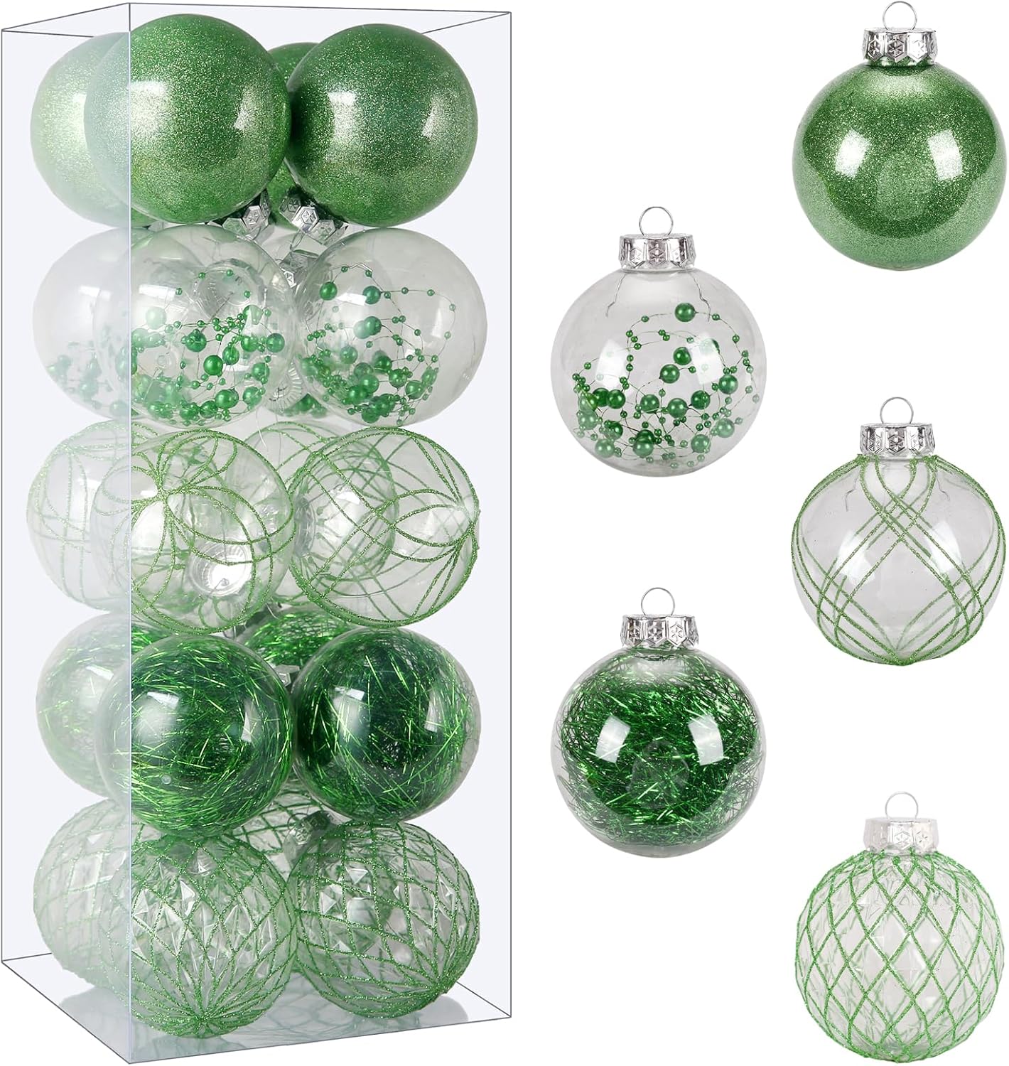 Clear Plastic Christmas Ball Ornaments, 30ct 2.36 Inch Champagne Balls for Tree Decoration - Shatterproof for Holiday Wedding Party Gifts