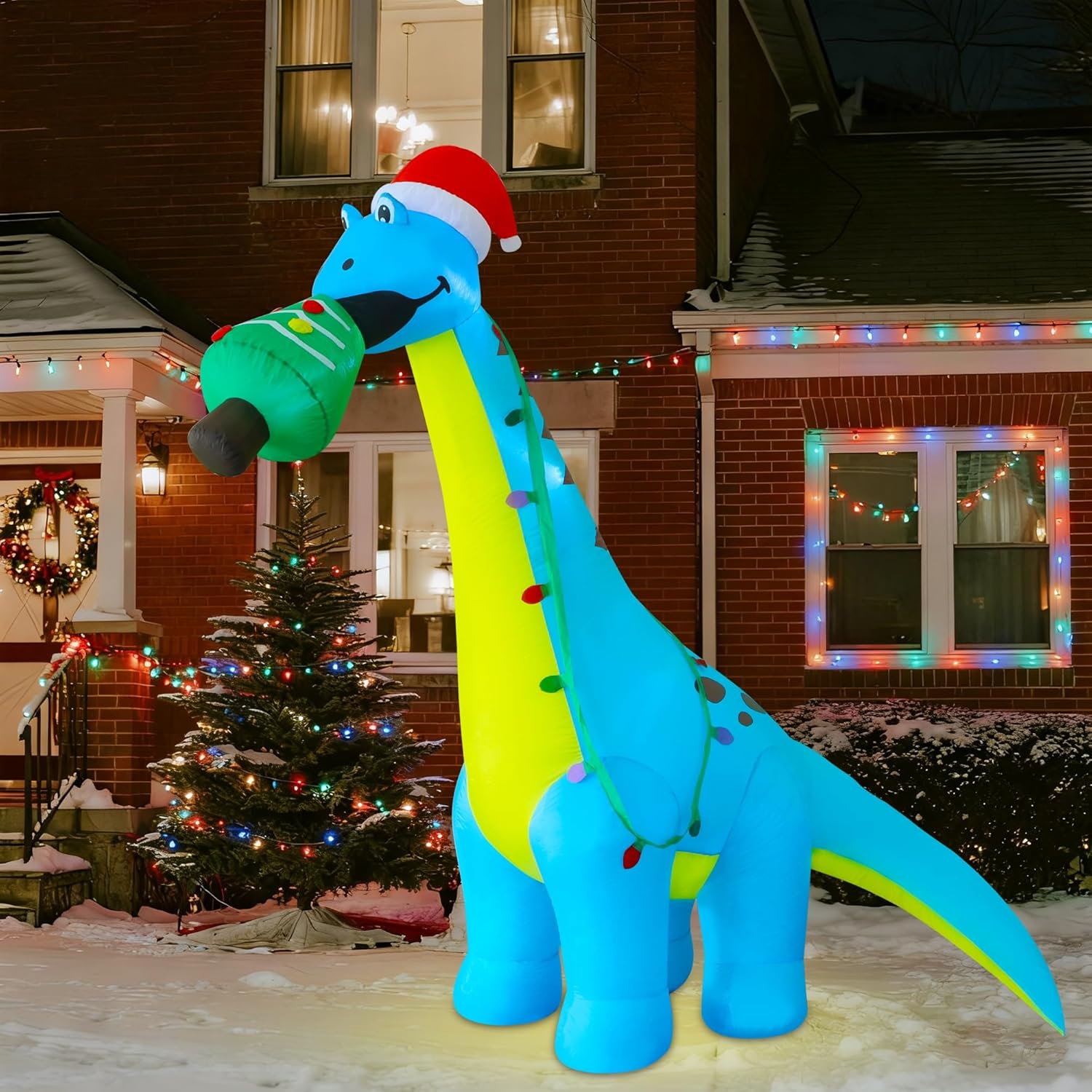 7 FT Inflatable Christmas Tree with Led Lights, Lighted Christmas Tree for Blow Up Yard Decoration, Indoor Outdoor Yard Garden Christmas Decoration