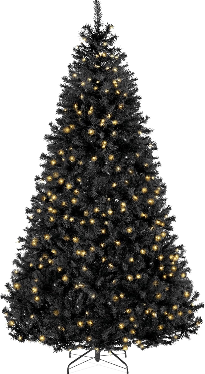 Best Choice Products 6ft Pre-Lit Christmas Tree Premium Hinged Artificial Pine Lighted Holiday Tree for Home, Office w/ 1,000 Branch Tips, 250 Lights, Metal Hinges, Foldable Base