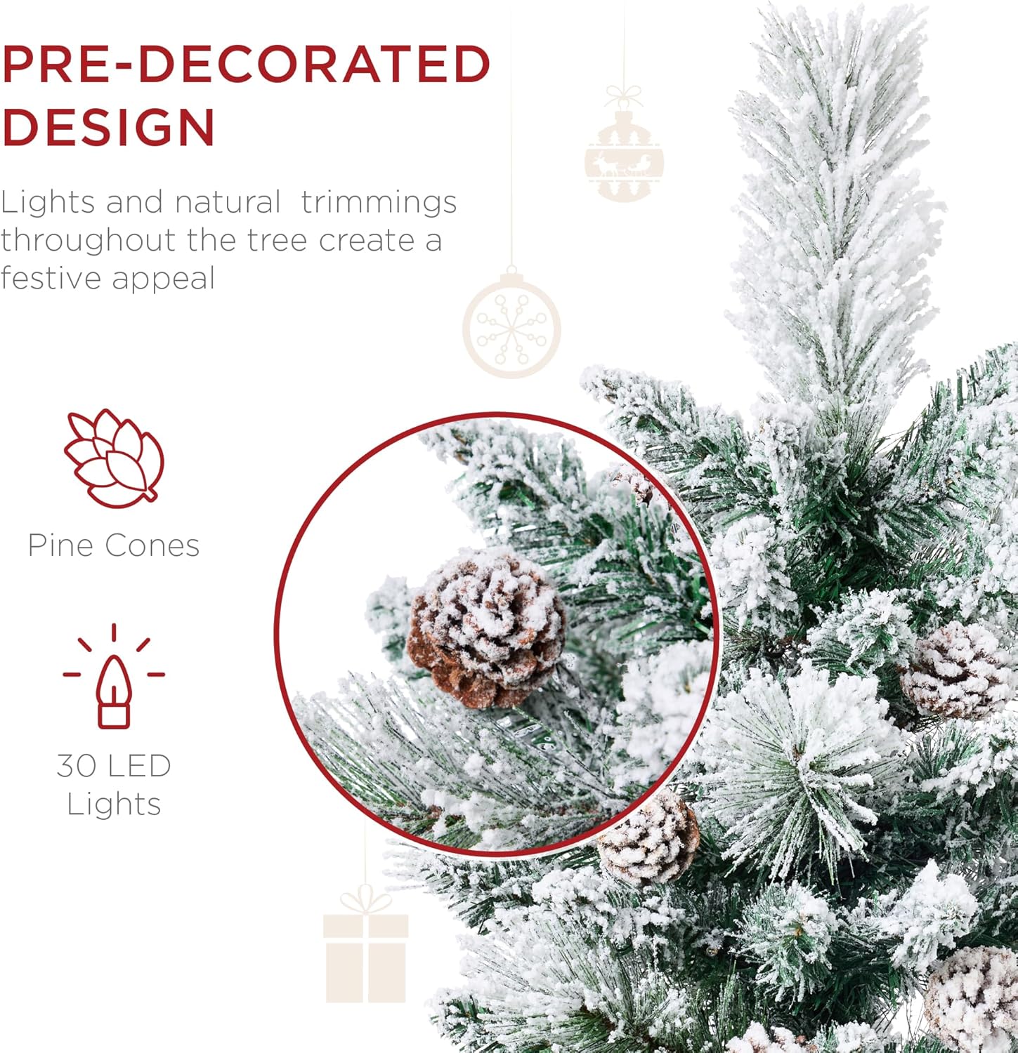 Best Choice Products Set of 2 24.5in Outdoor Pathway Christmas Trees, Battery Operated Pre-Lit Holiday Décor w/LED Lights, Red Berries, Pine Cones