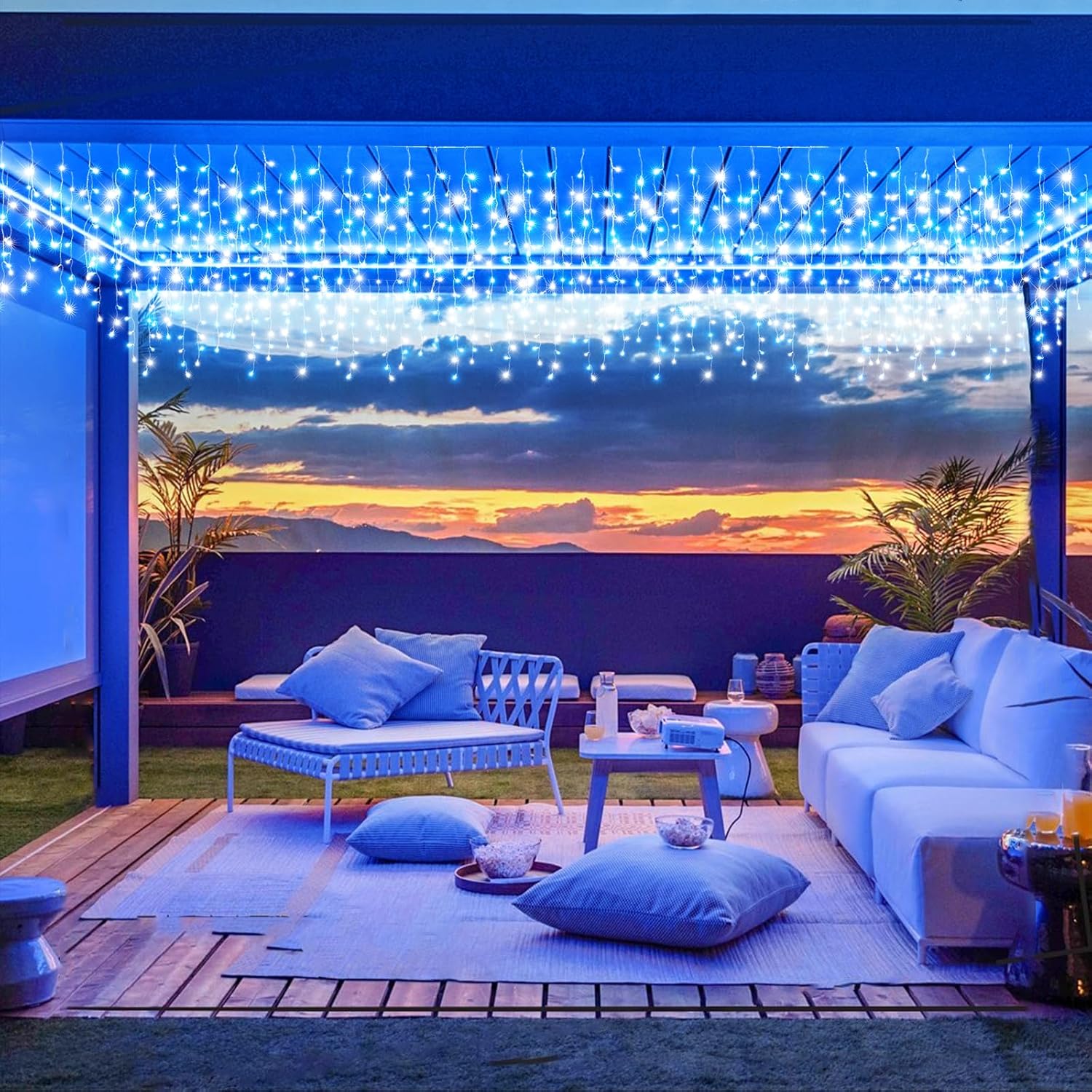 66ft Icicle Lights for Outside - 640 LED Christmas Lights Outdoor with 120 Drops 8 Modes, Plug in Twinkle Light Outside for Holiday Wedding Party Tree Room Indoor Thanksgiving Decoration, Warm White