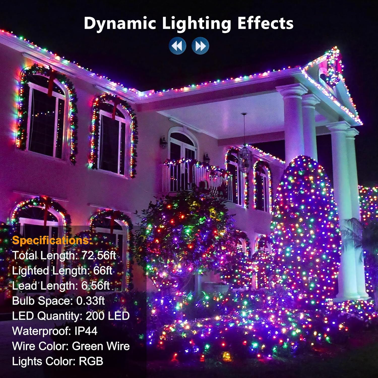 Brizled RGB Christmas Lights, 164ft 500 LED Color Changing String Lights, Dimmable Christmas Tree Light, Indoor Multifunctional Fairy Light with Remote for Outdoor Independence Day Xmas Party Decor
