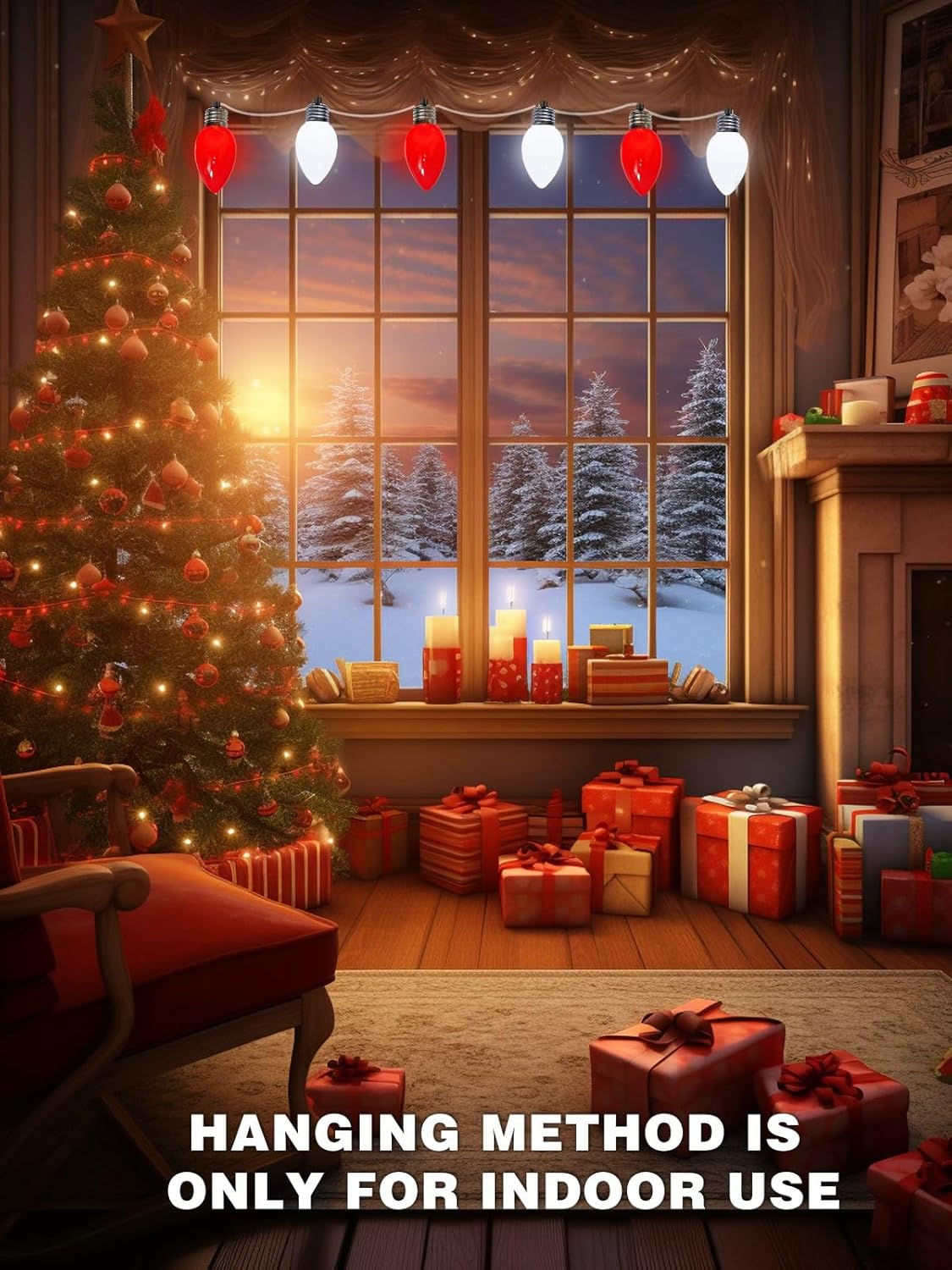 2-Pack Extentable C9 Christmas Lights Outdoor Indoor, 66 FT 100 LED Christmas String Lights Plug in with 8 Modes & Timer, Waterproof Fairy Twinkle Light for Xmas Tree Yard Decorations (Multi-Colored)