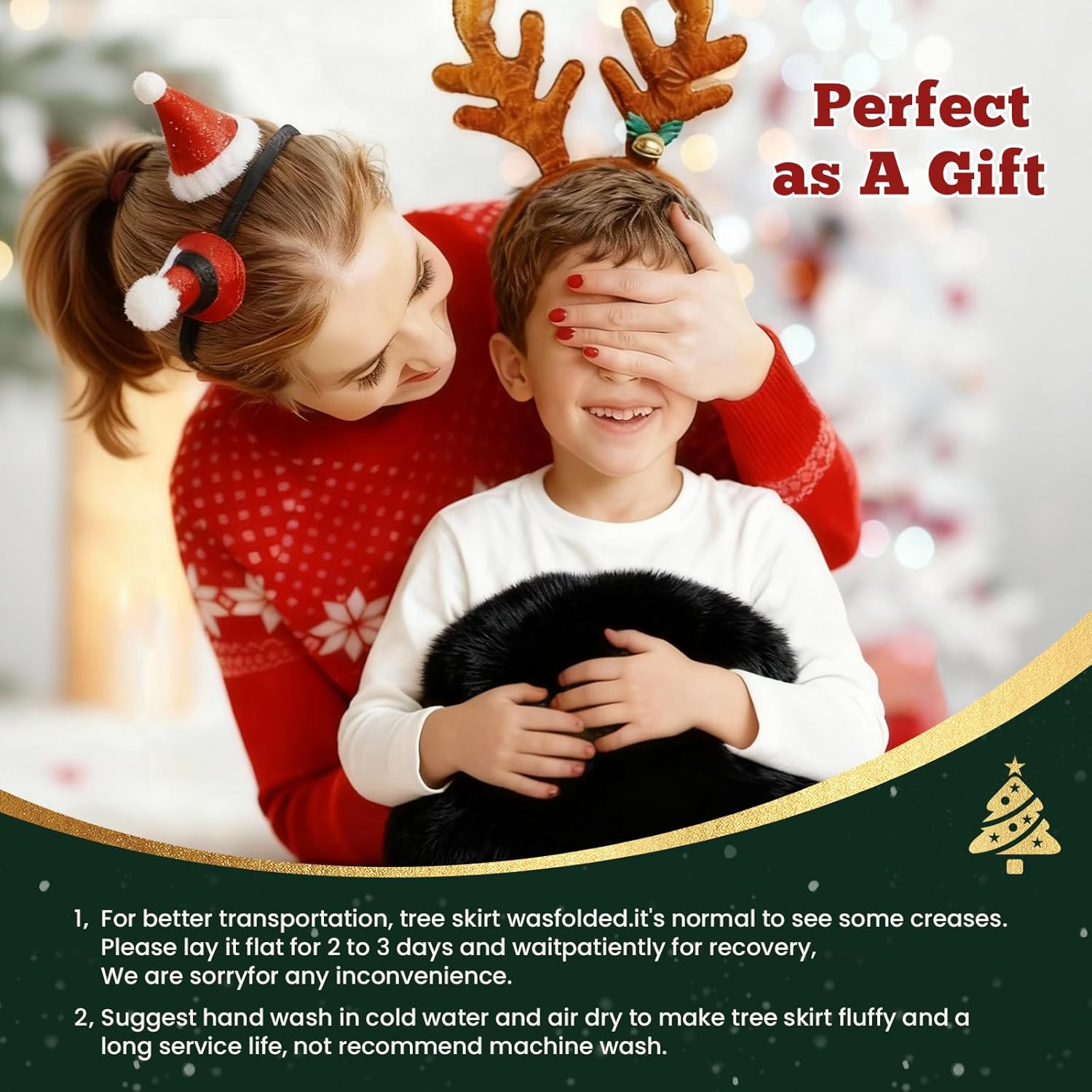 Christmas Tree Skirt 36 inch Wool Fur White Tree Skirt Small Snowy White Plush Velvet Tree Skirt Party Christmas Tree Decoration