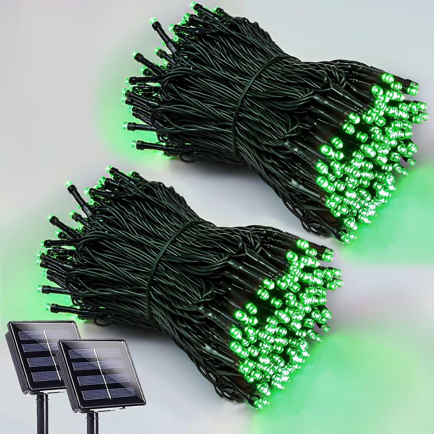 2 Pack 200 LED Solar Christmas Lights Outdoor, Solar String Lights for Outside with 8 Lighting Modes, Waterproof Green Wire Solar Powered Tree Light for Xmas Party Yard Garden Decorations (Multicolor)